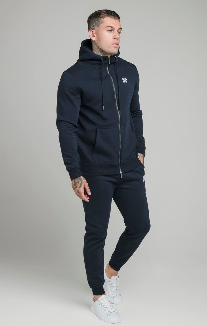 Navy Zip Through Funnel Neck Hoodie sold by Siksilk product image thumbnail 4
