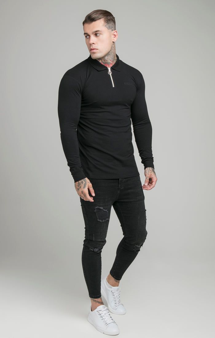 Black Opulent Zip Polo Shirt sold by Siksilk product image thumbnail 4