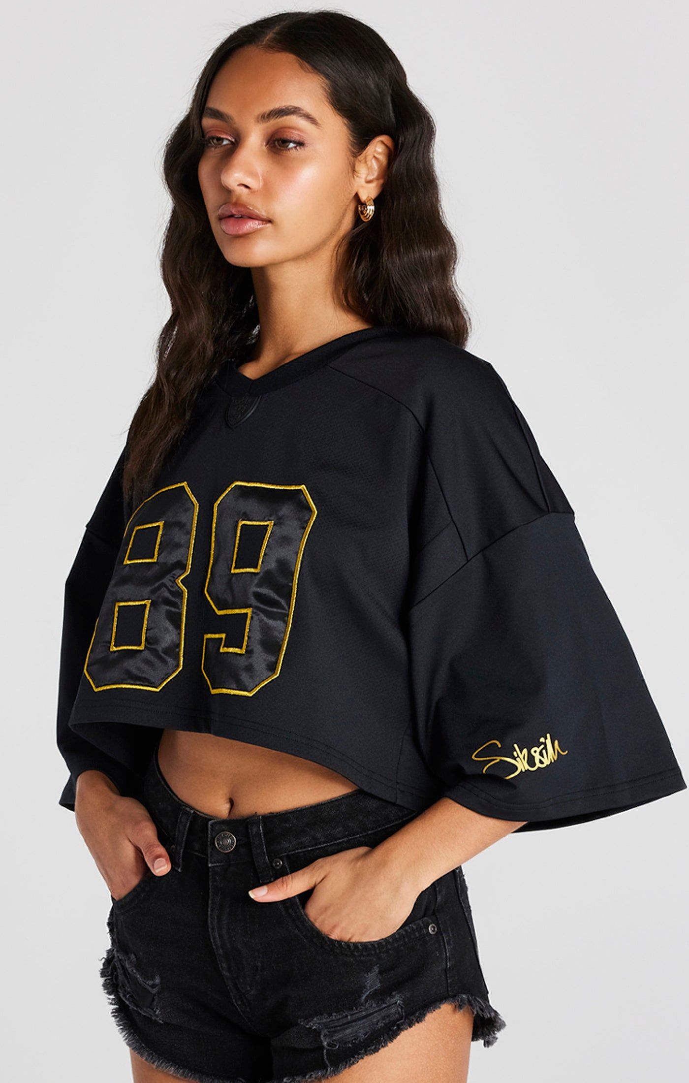 Black Crop Retro Football Jersey sold by Siksilk product image thumbnail 2