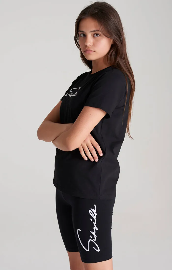 Girls Black Signature Boyfriend T-Shirt sold by Siksilk product image thumbnail 2