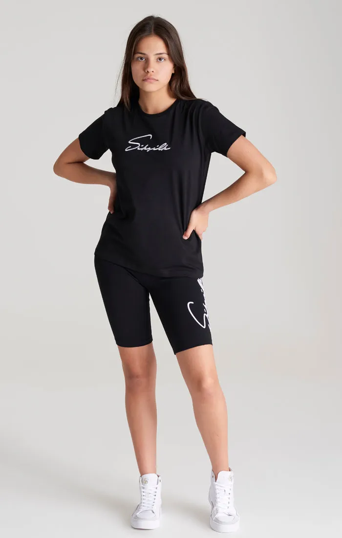 Girls Black Signature Boyfriend T-Shirt sold by Siksilk product image thumbnail 4