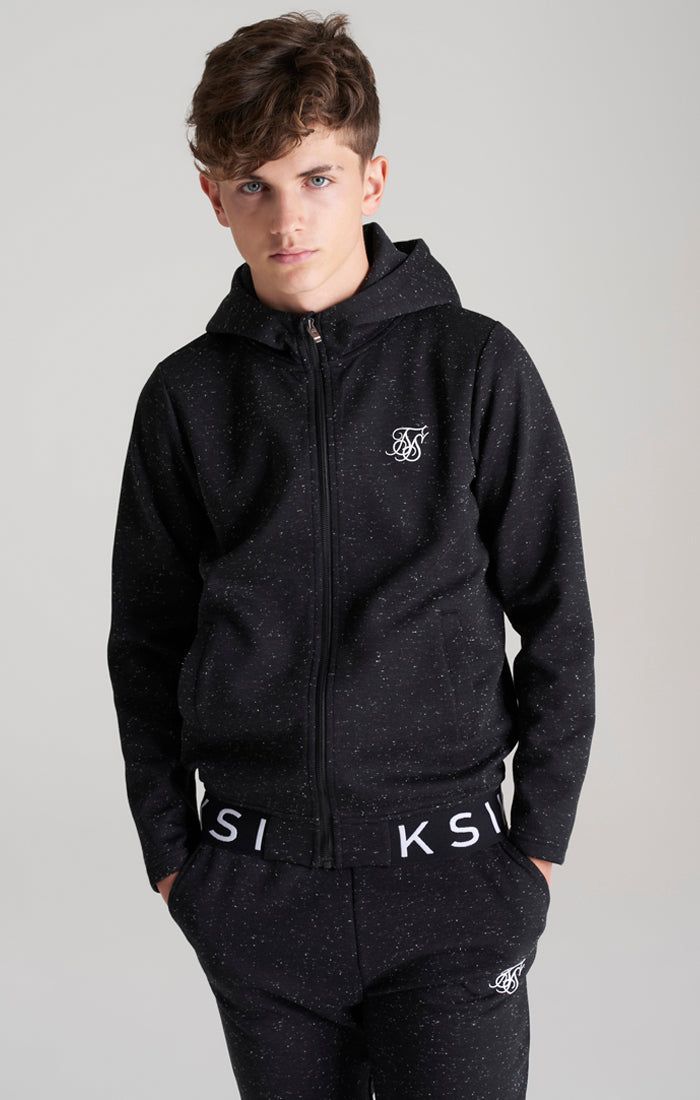 Boys Black Neps Zip Thru Hoodie sold by Siksilk