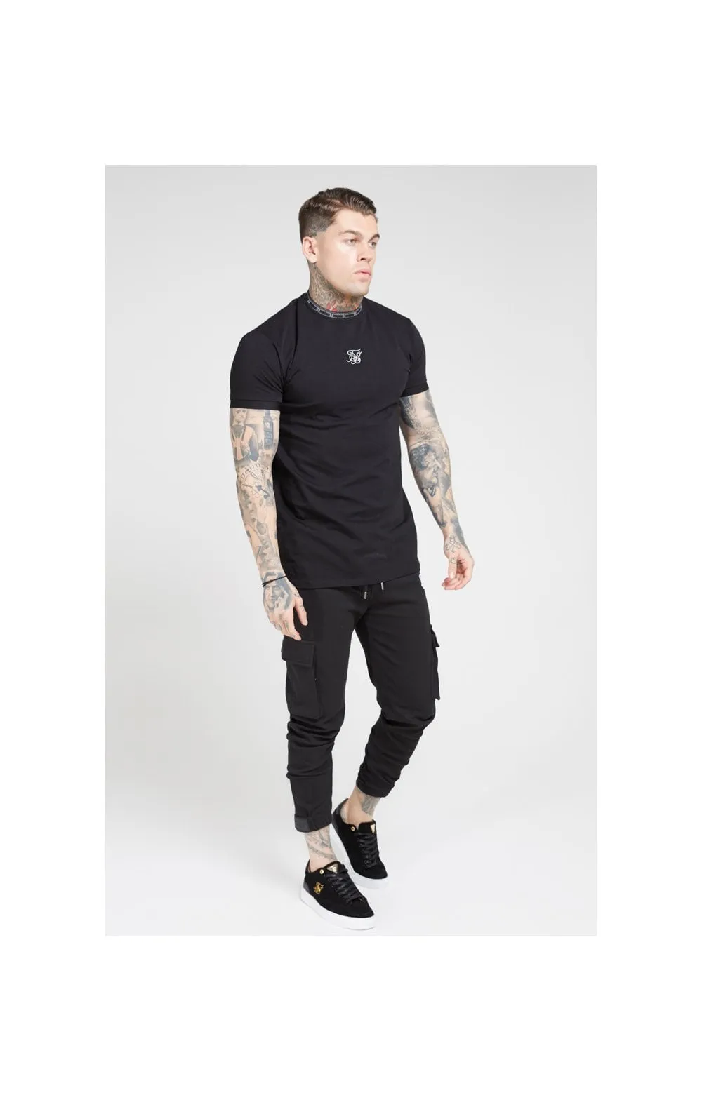 SikSilk Tape Collar Cuff Tee - Black sold by Siksilk product image thumbnail 4