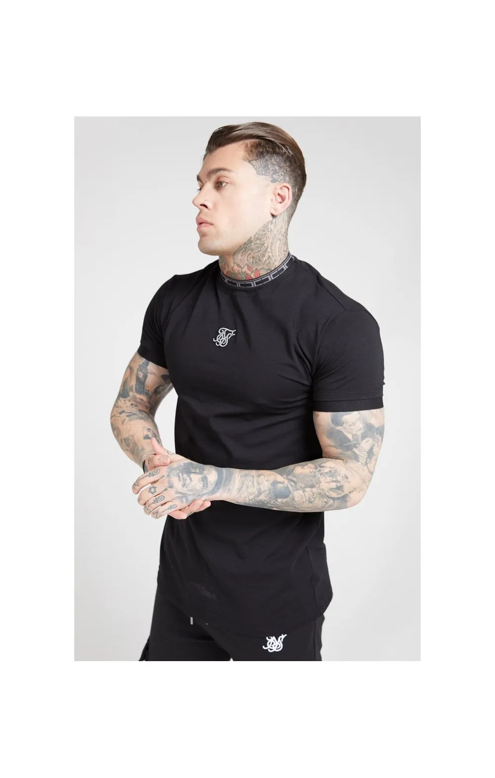 SikSilk Tape Collar Cuff Tee - Black sold by Siksilk