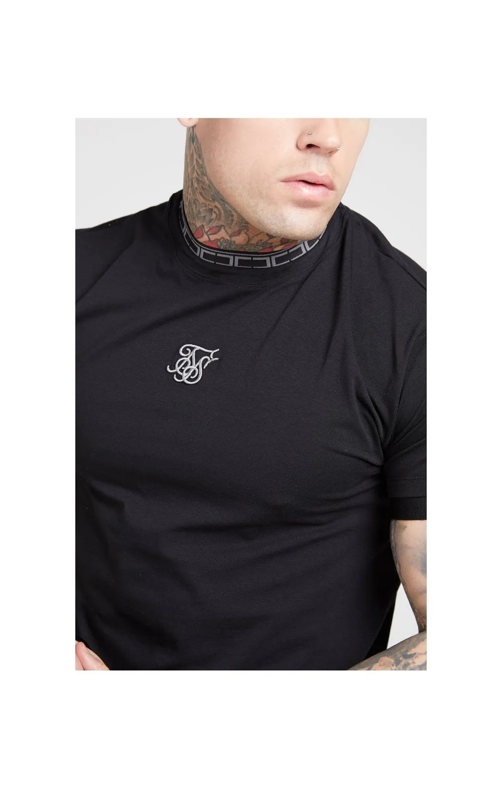 SikSilk Tape Collar Cuff Tee - Black sold by Siksilk product image thumbnail 2