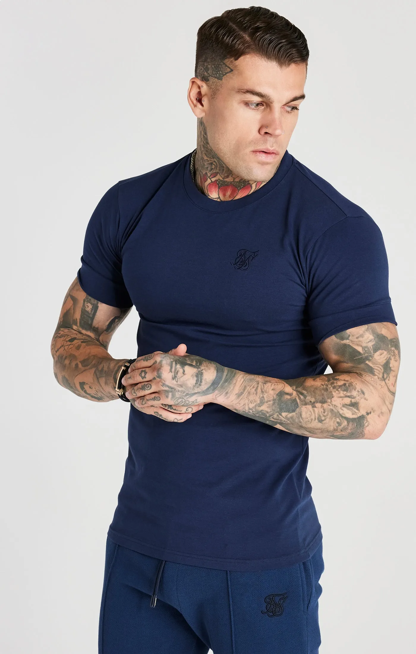 Navy Smart Muscle Fit T-Shirt sold by Siksilk product image thumbnail 5