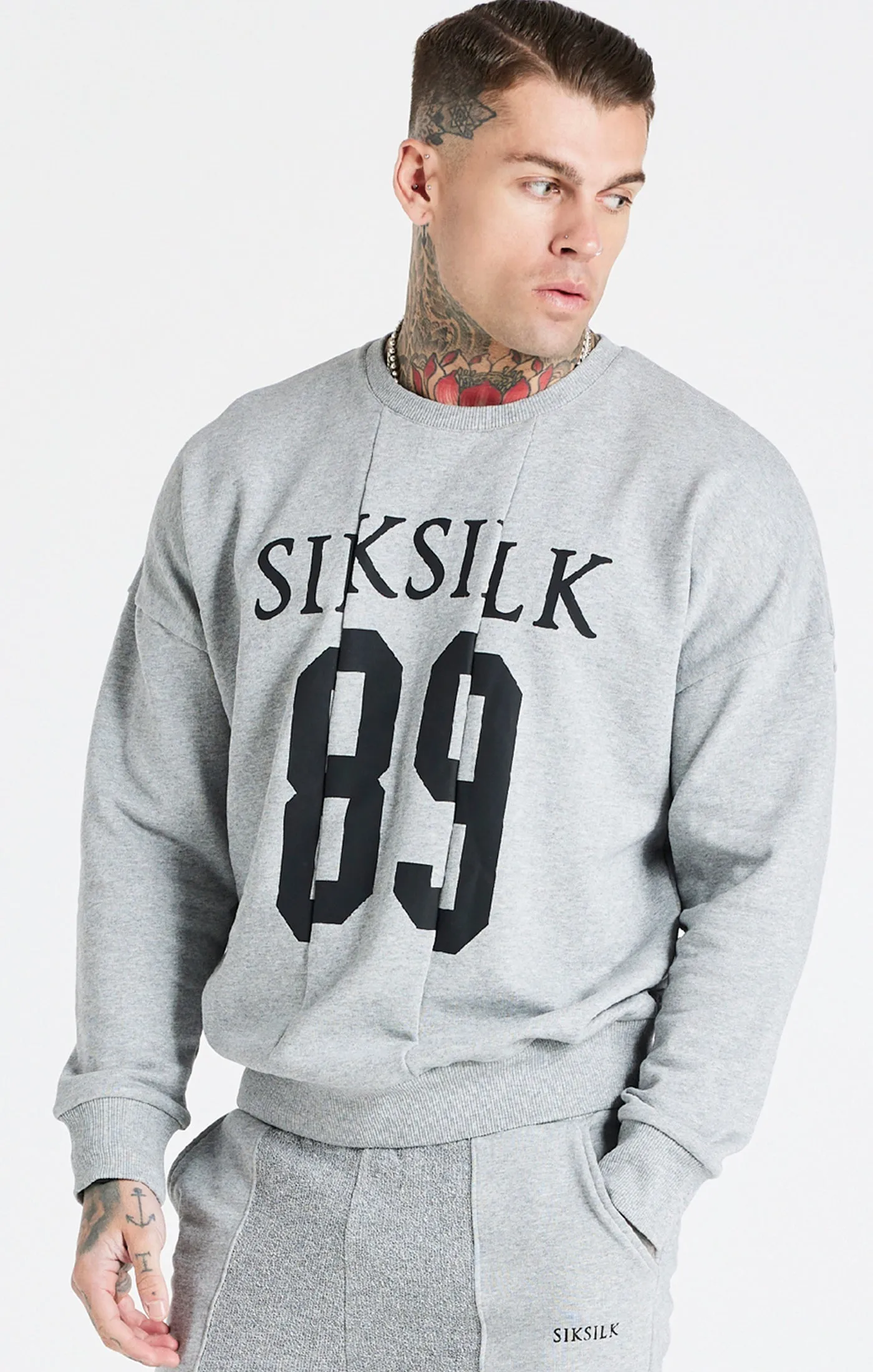 Grey Marl Logo Crew Sweatshirt sold by Siksilk