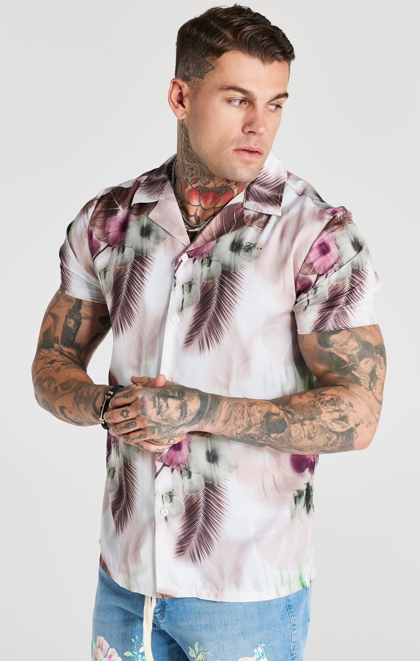 Pink Floral Blur Resort Shirt sold by Siksilk