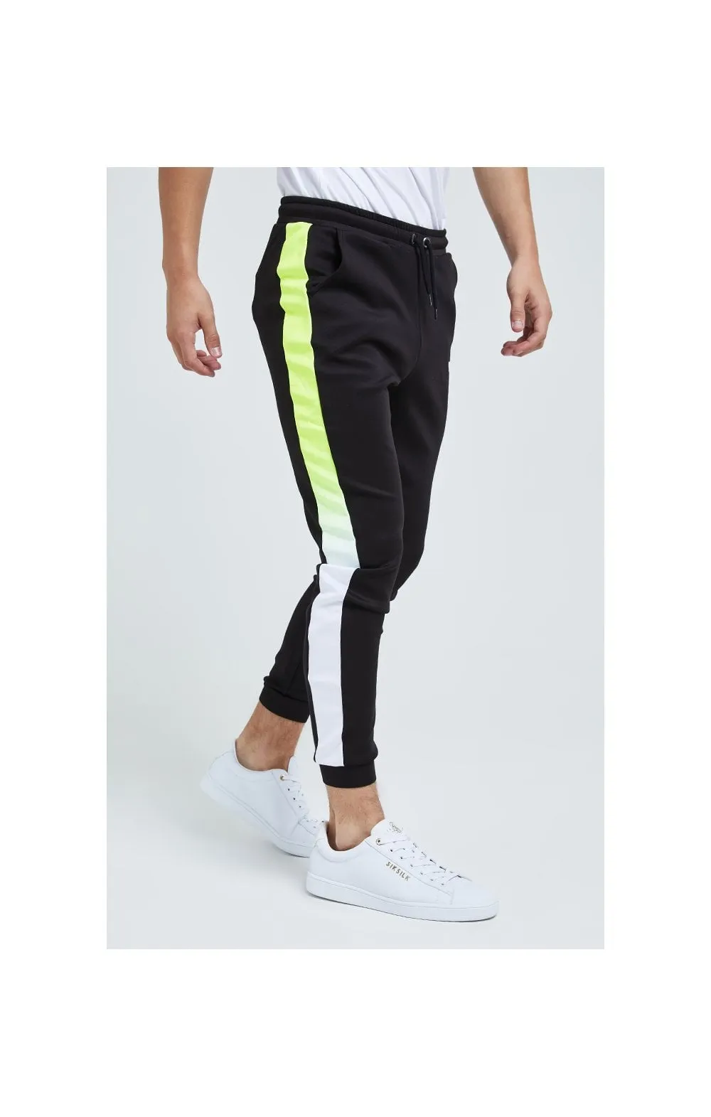 Illusive London Fade Panel Jogger - Black,White & Neon Yellow sold by Siksilk product image thumbnail 2