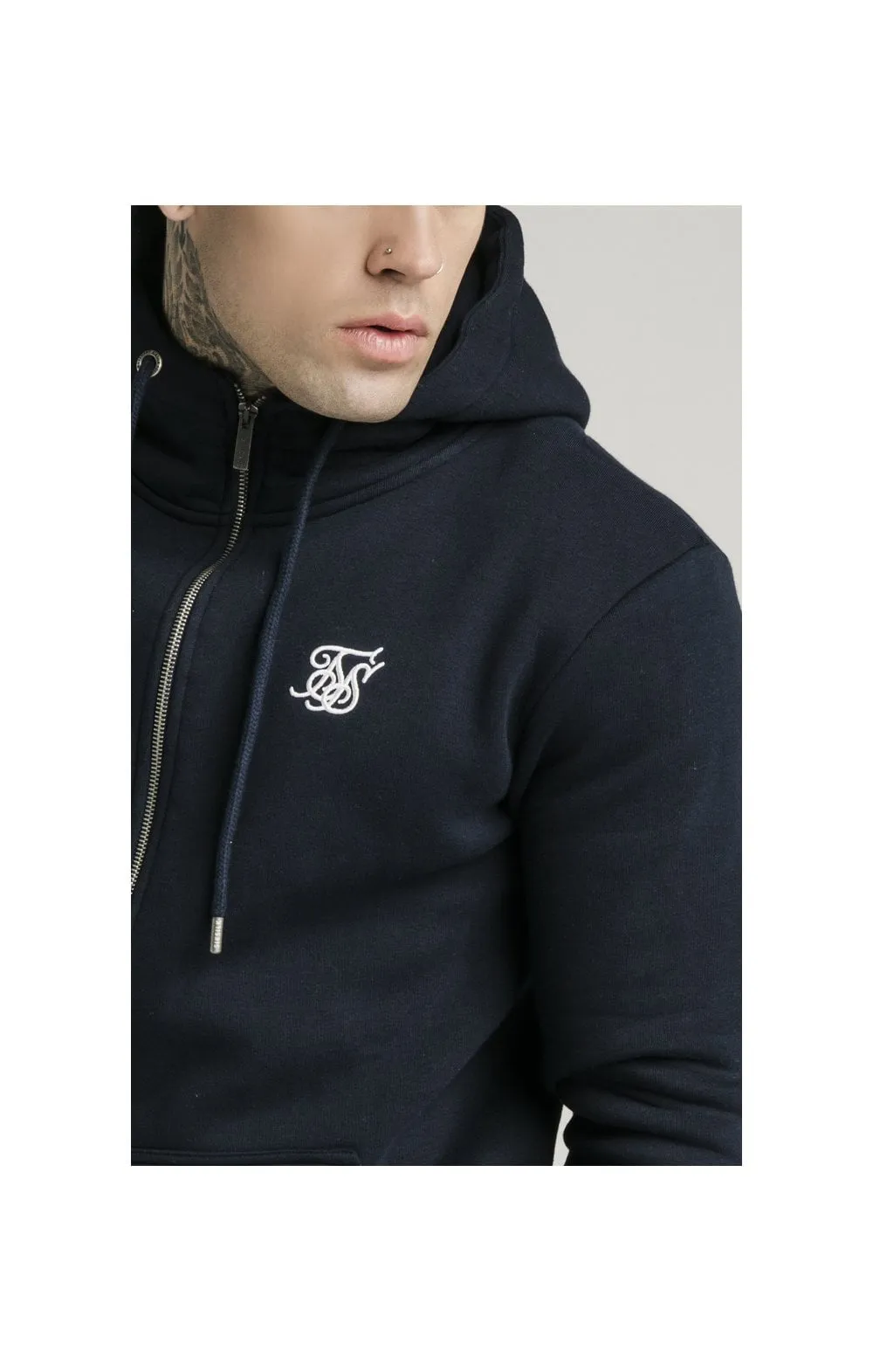SikSilk Zip Through Funnel Neck Hoodie - Navy sold by Siksilk product image thumbnail 2