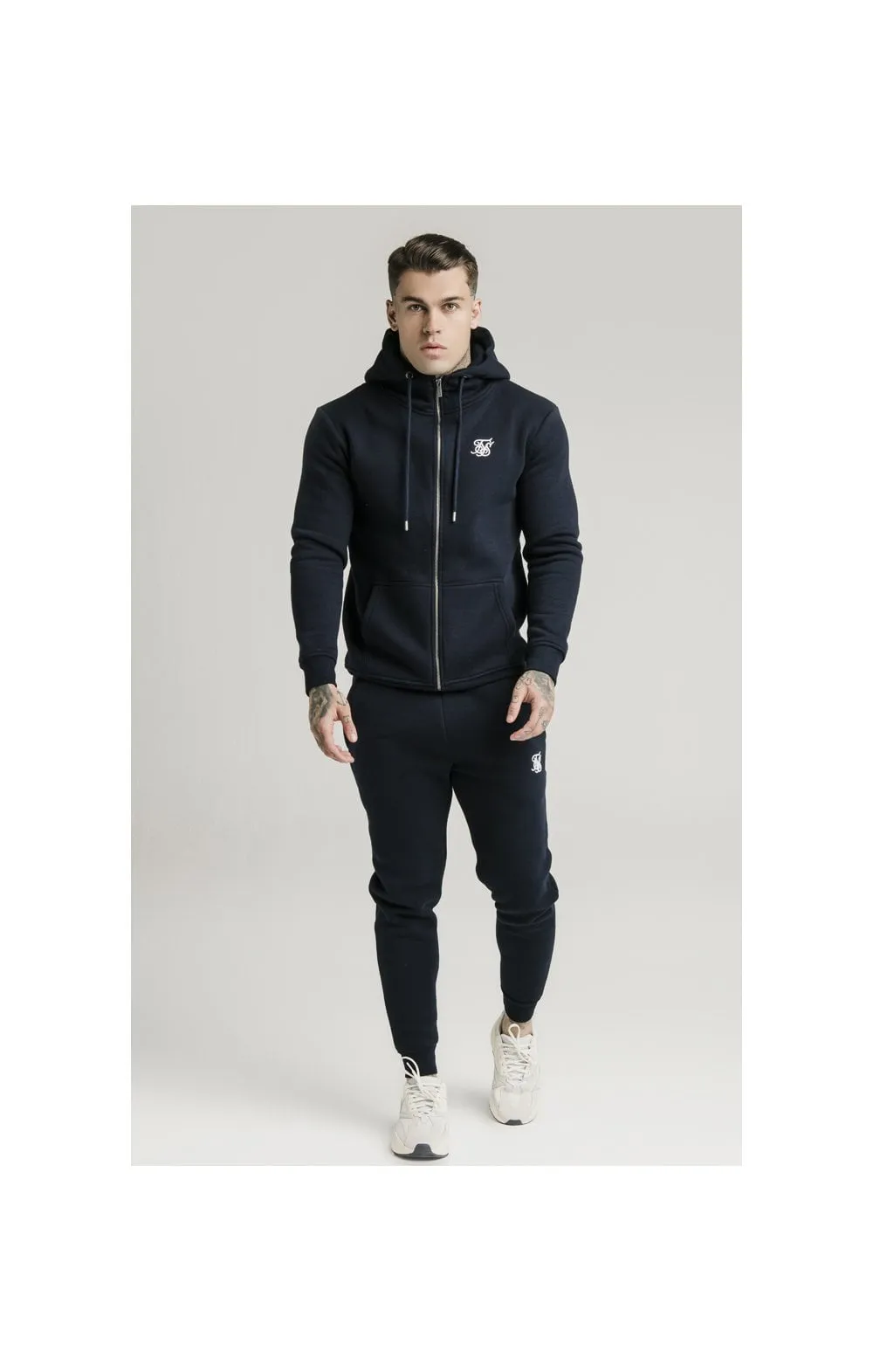 SikSilk Zip Through Funnel Neck Hoodie - Navy sold by Siksilk product image thumbnail 3