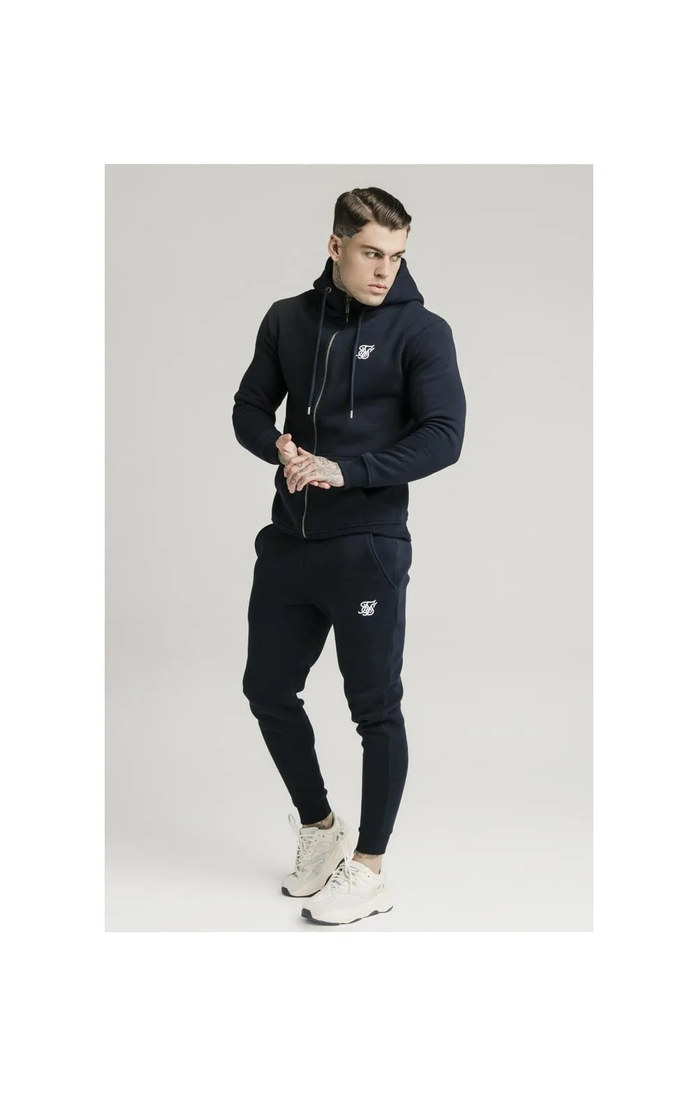 SikSilk Zip Through Funnel Neck Hoodie - Navy sold by Siksilk product image thumbnail 4