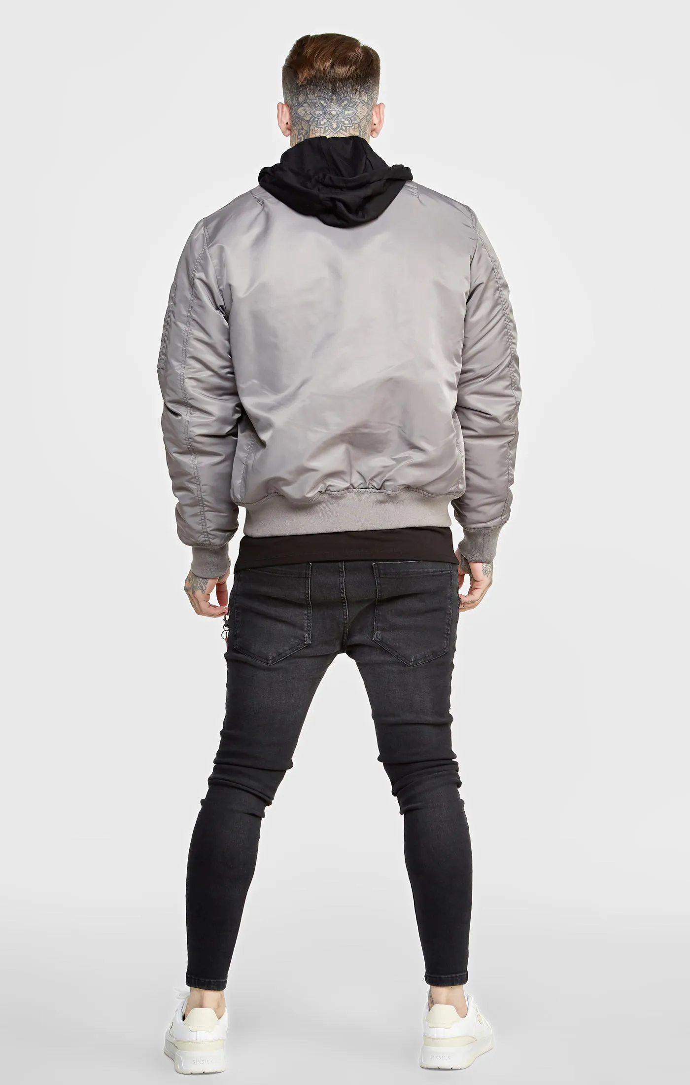 Grey Flight Bomber Jacket sold by Siksilk product image thumbnail 5