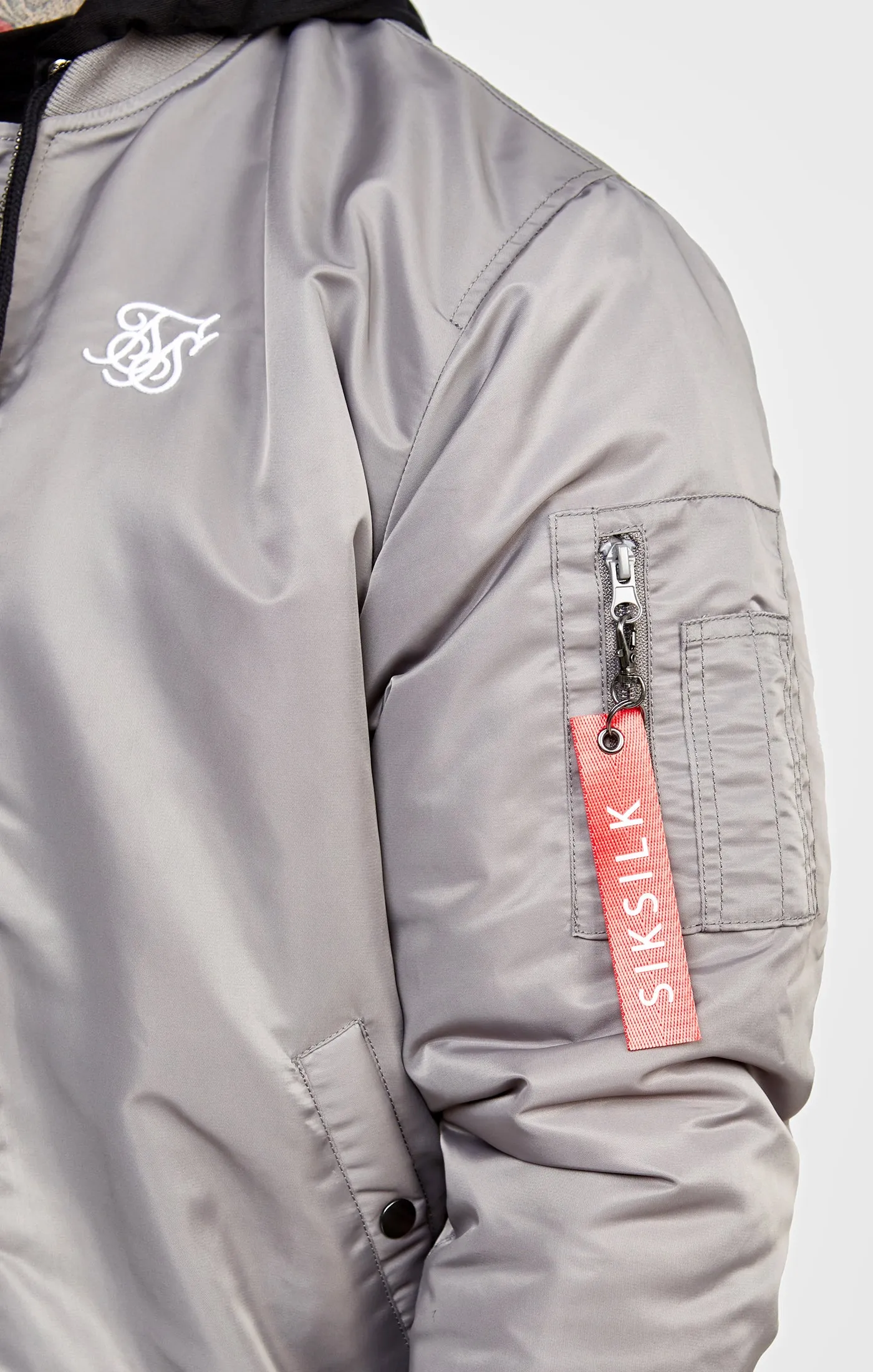 Grey Flight Bomber Jacket sold by Siksilk product image thumbnail 2