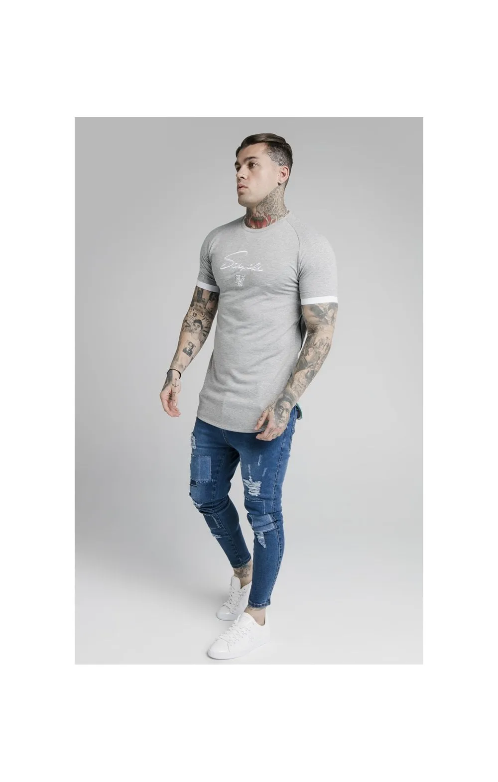 SikSilk S/S Fade Piping Tech Tee - Grey & Pacific Fade sold by Siksilk product image thumbnail 4