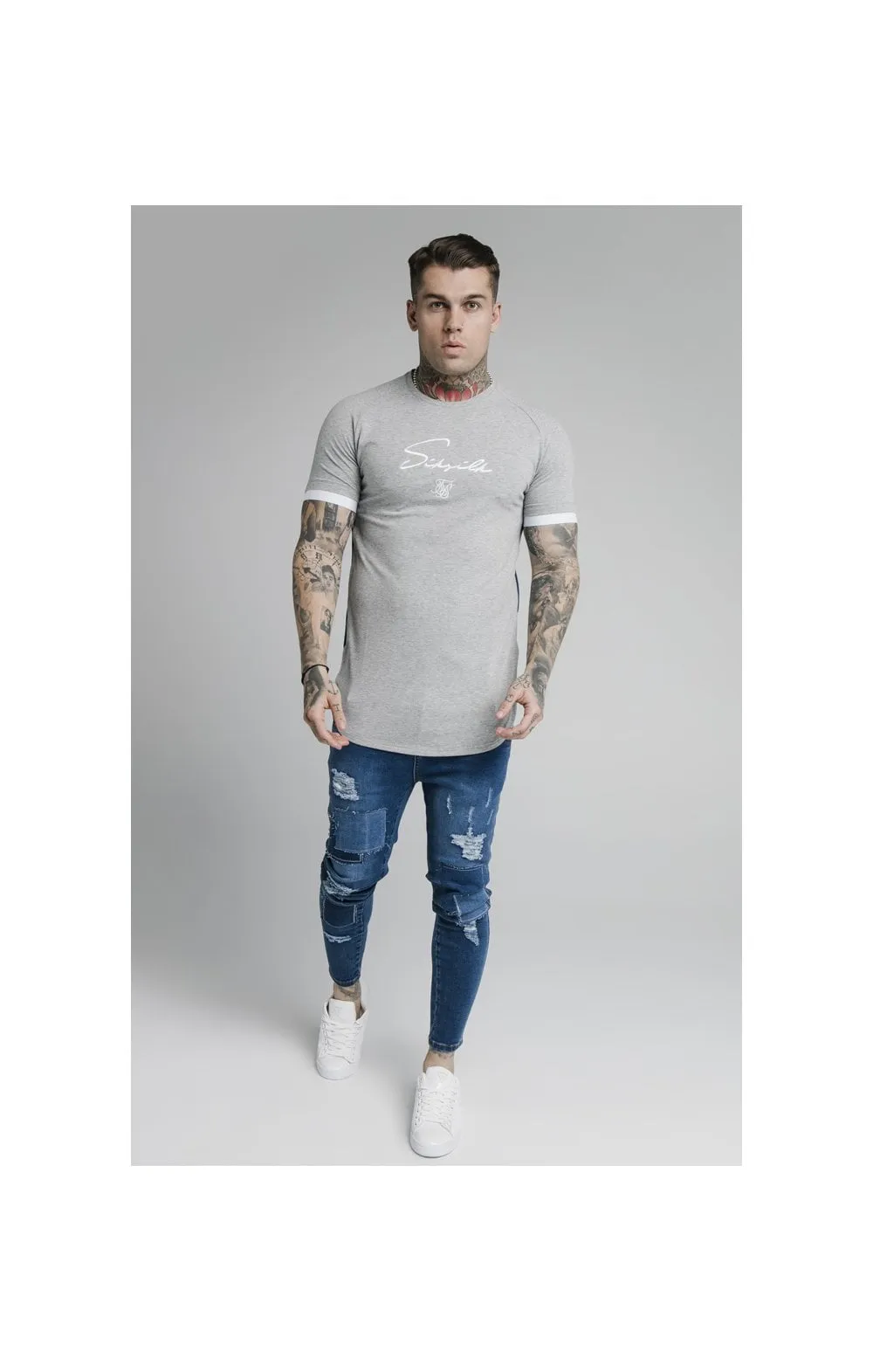 SikSilk S/S Fade Piping Tech Tee - Grey & Pacific Fade sold by Siksilk product image thumbnail 5