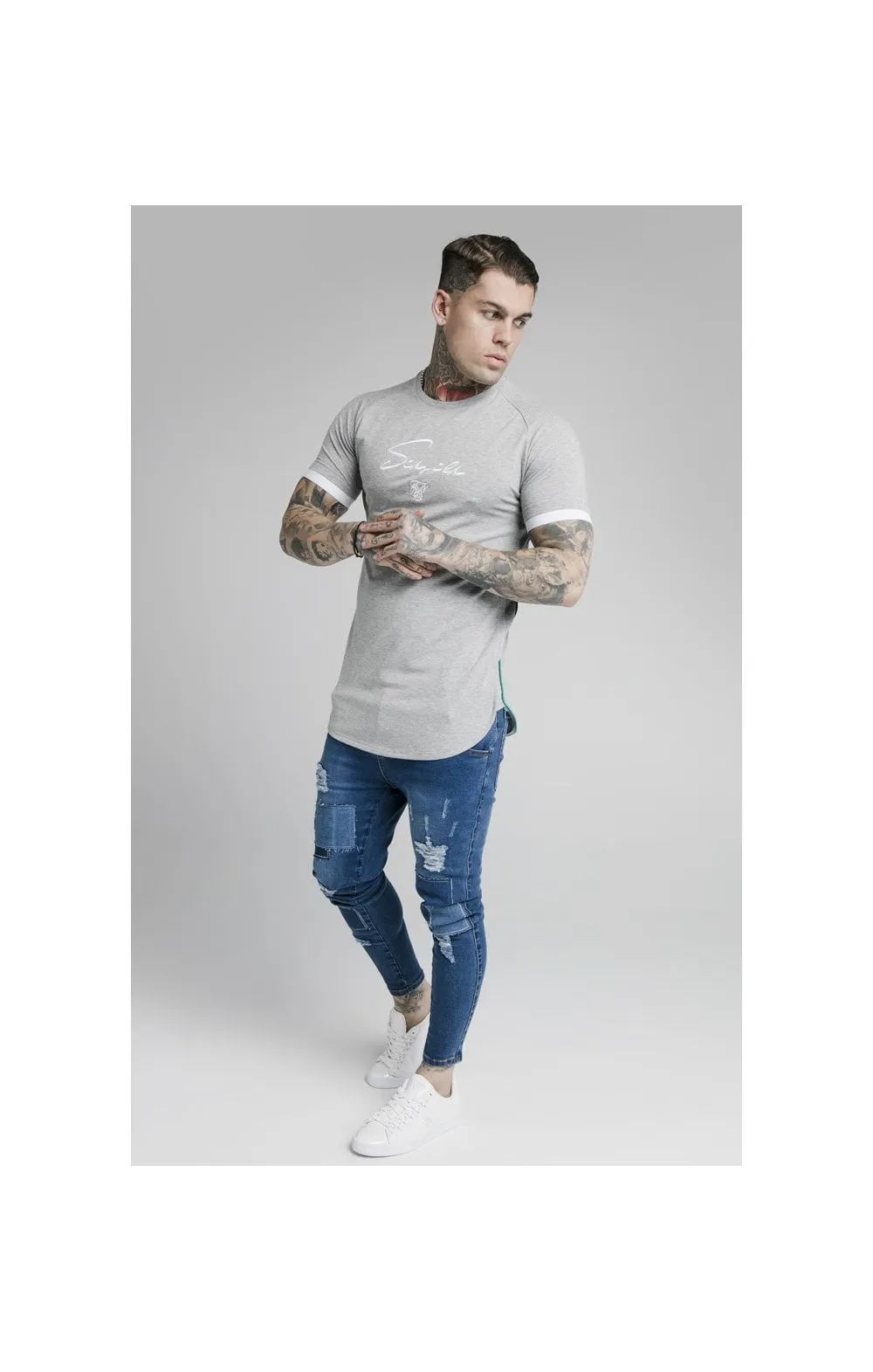 SikSilk S/S Fade Piping Tech Tee - Grey & Pacific Fade sold by Siksilk product image thumbnail 3