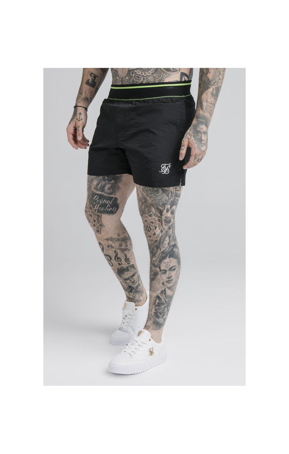 SikSilk Adapt Crushed Nylon Swim Shorts - Black sold by Siksilk