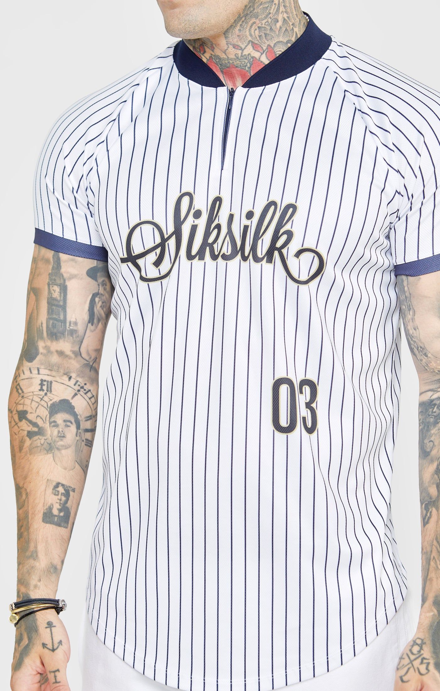 White Fitted Baseball Jersey T-Shirt sold by Siksilk product image thumbnail 2