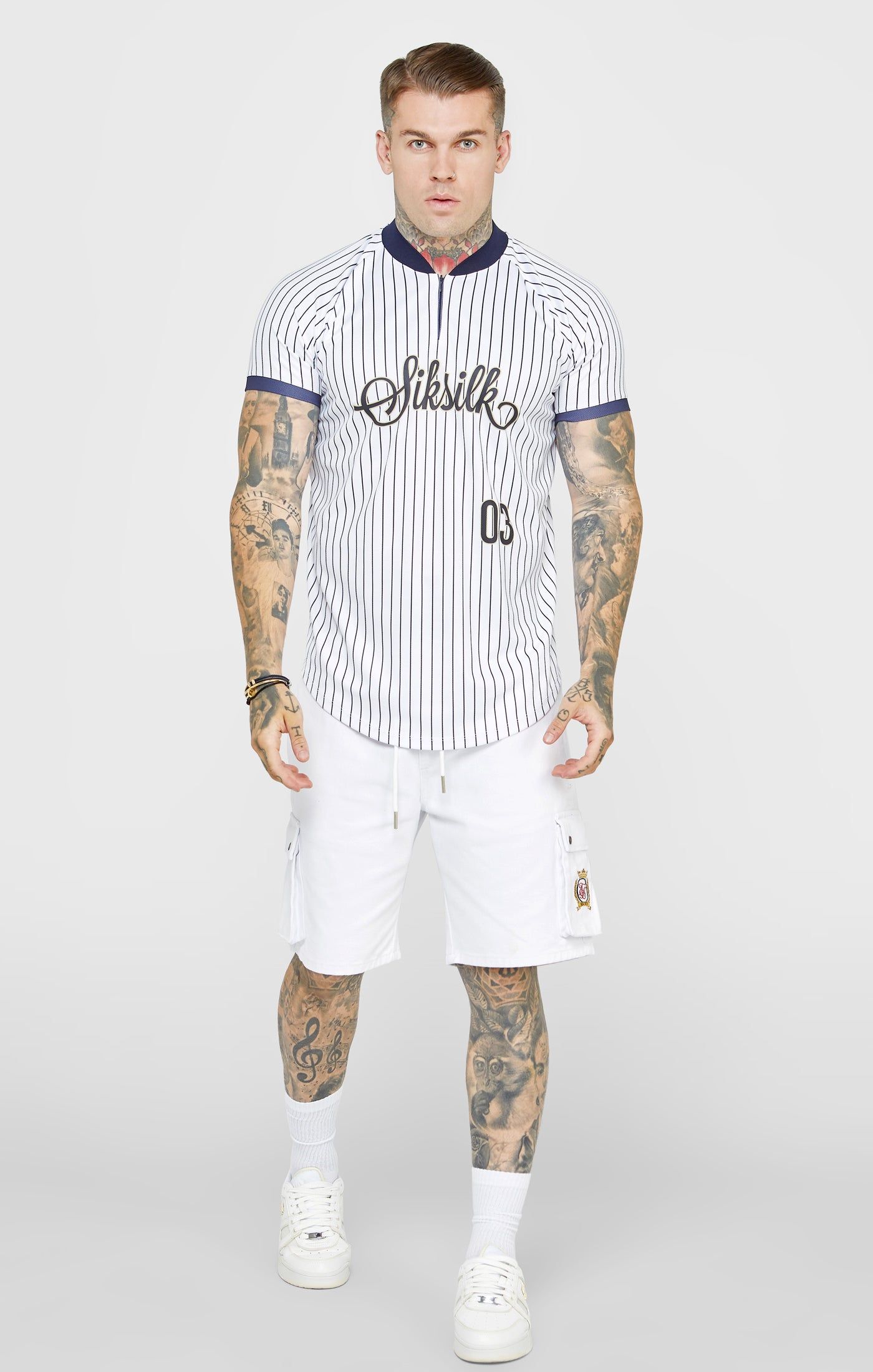 White Fitted Baseball Jersey T-Shirt sold by Siksilk product image thumbnail 3