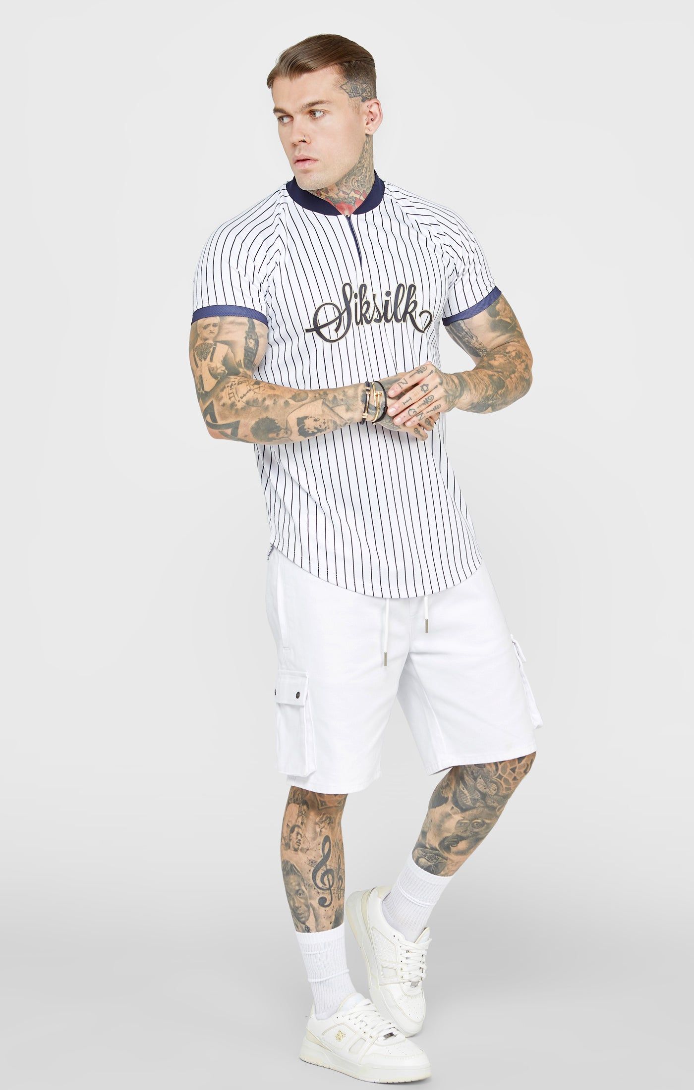 White Fitted Baseball Jersey T-Shirt sold by Siksilk product image thumbnail 4