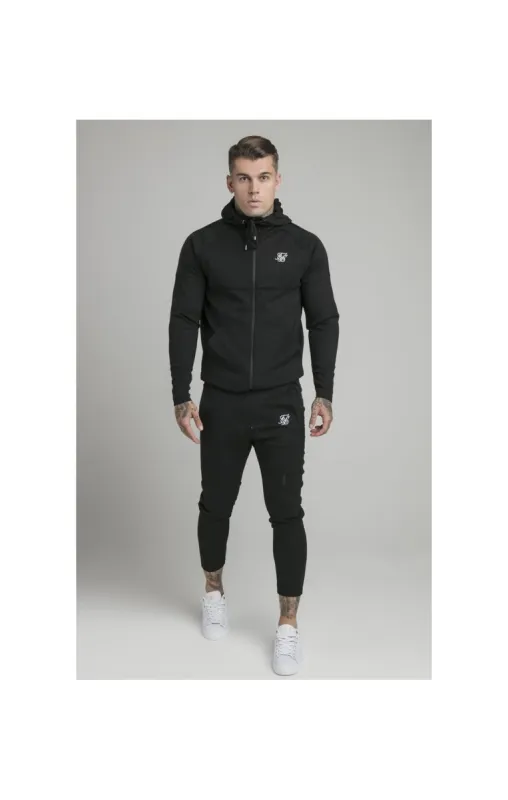 Black Motion Tape Zip Through Hoodie And Jogger Set sold by Siksilk