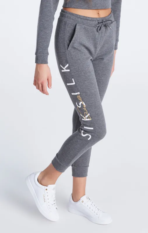 Girls Grey Marl Signature Track Pant sold by Siksilk