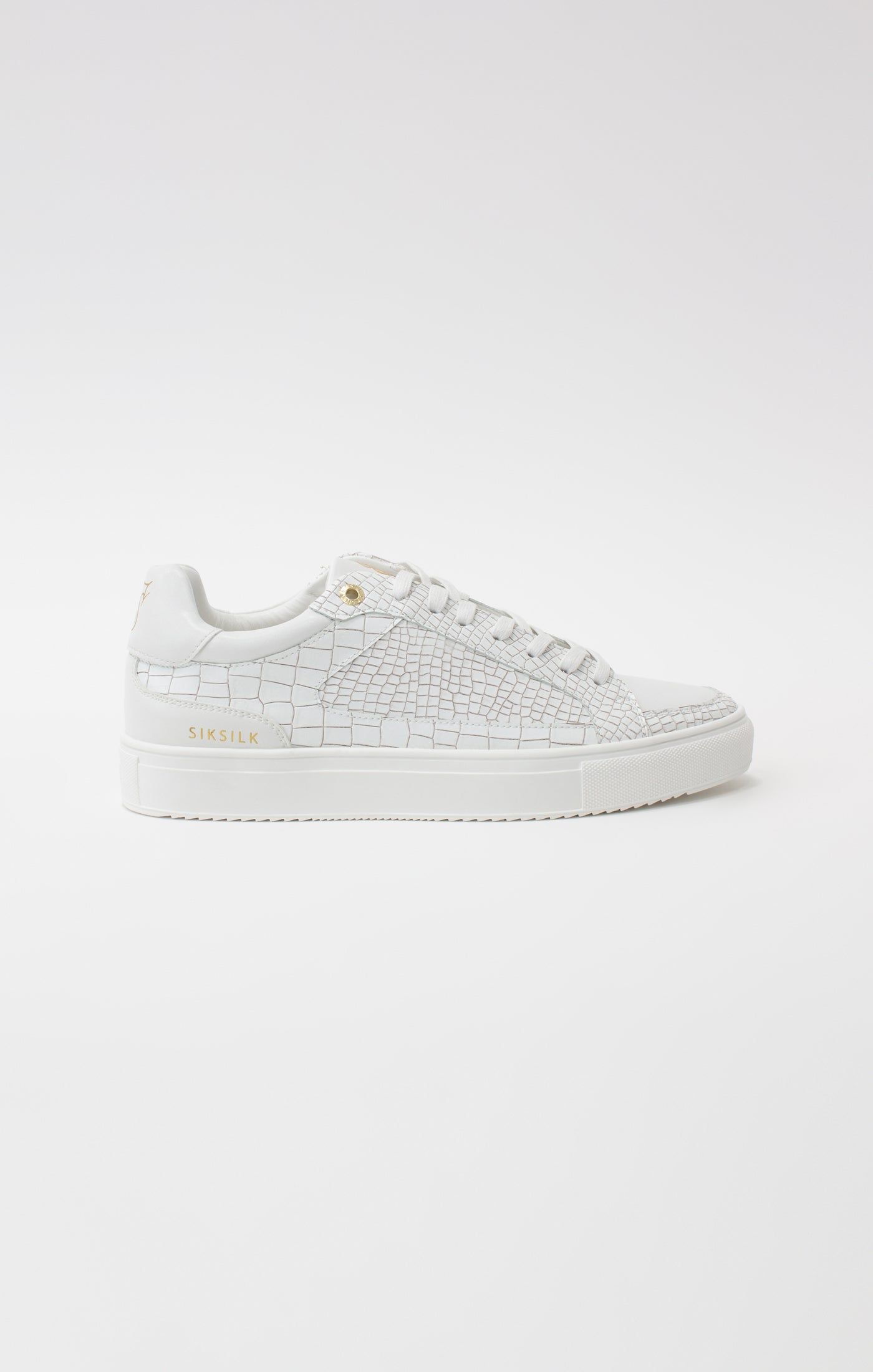 White Croc Effect Low-Top Trainer sold by Siksilk