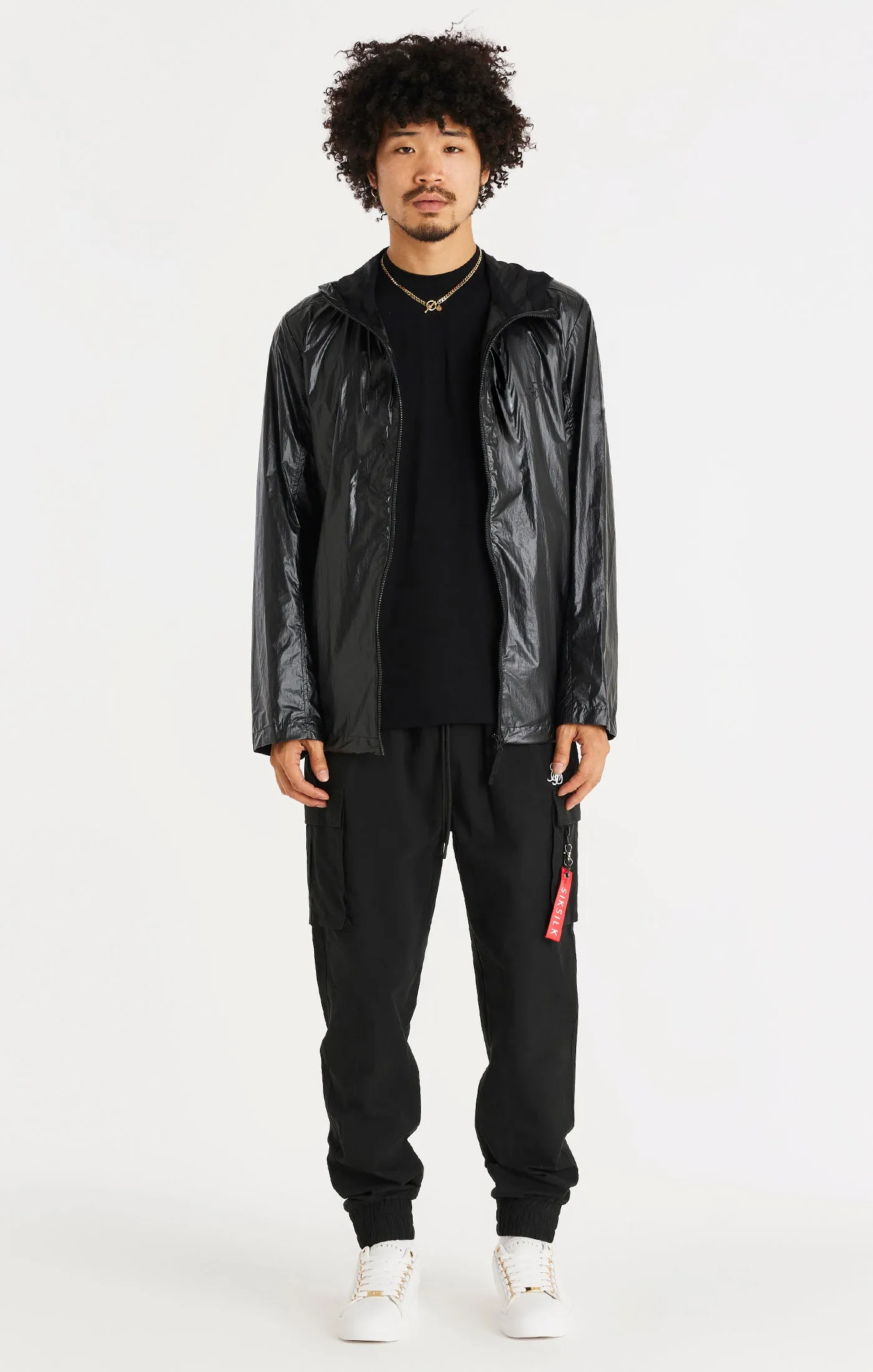 SikSilk Packaway Nylon Zip Through Jacket - Black sold by Siksilk product image thumbnail 3