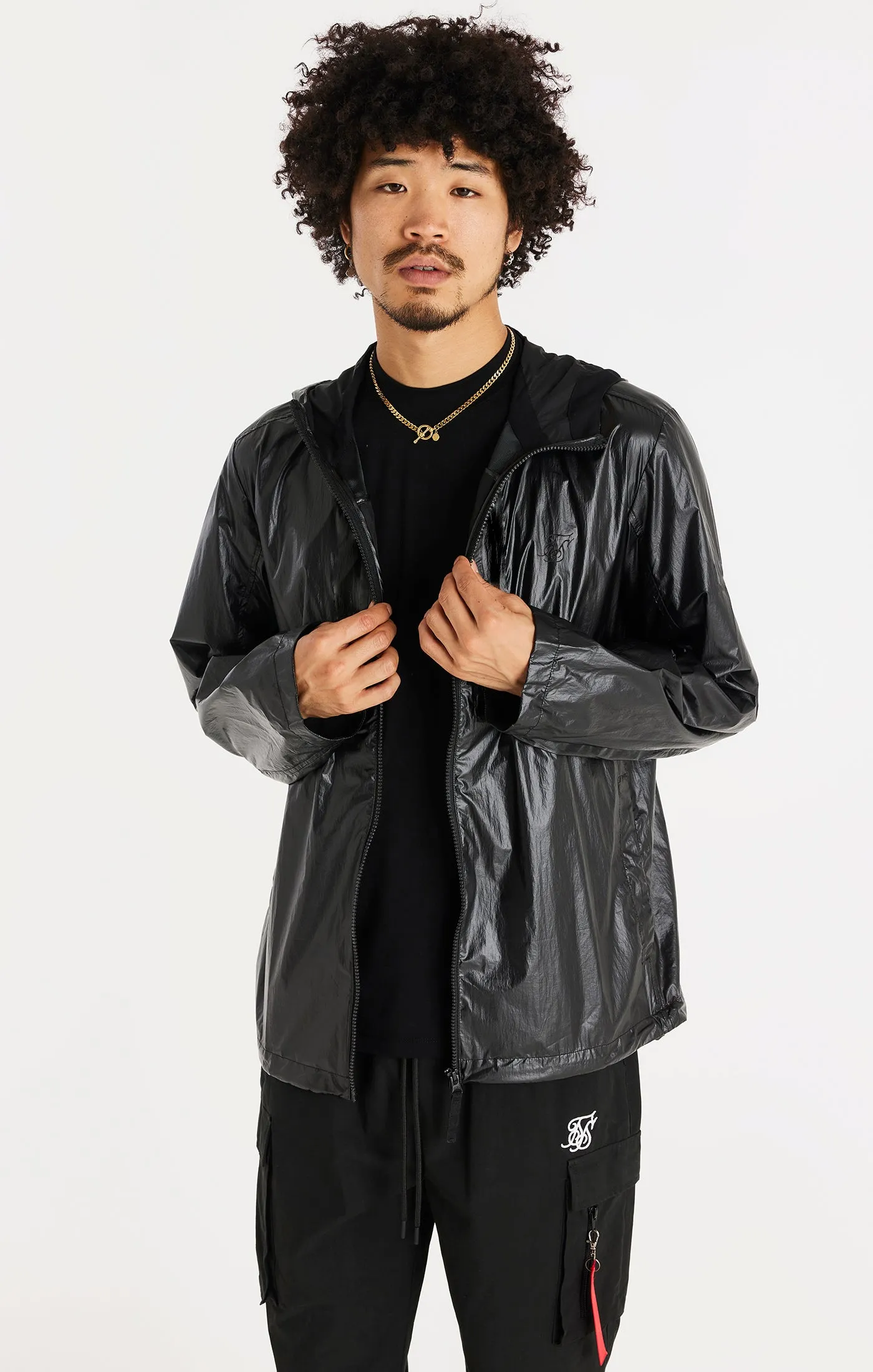 SikSilk Packaway Nylon Zip Through Jacket - Black sold by Siksilk