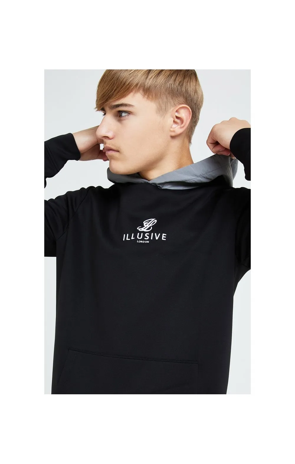 Illusive London Hybrid Overhead Hoodie - Black & Grey sold by Siksilk