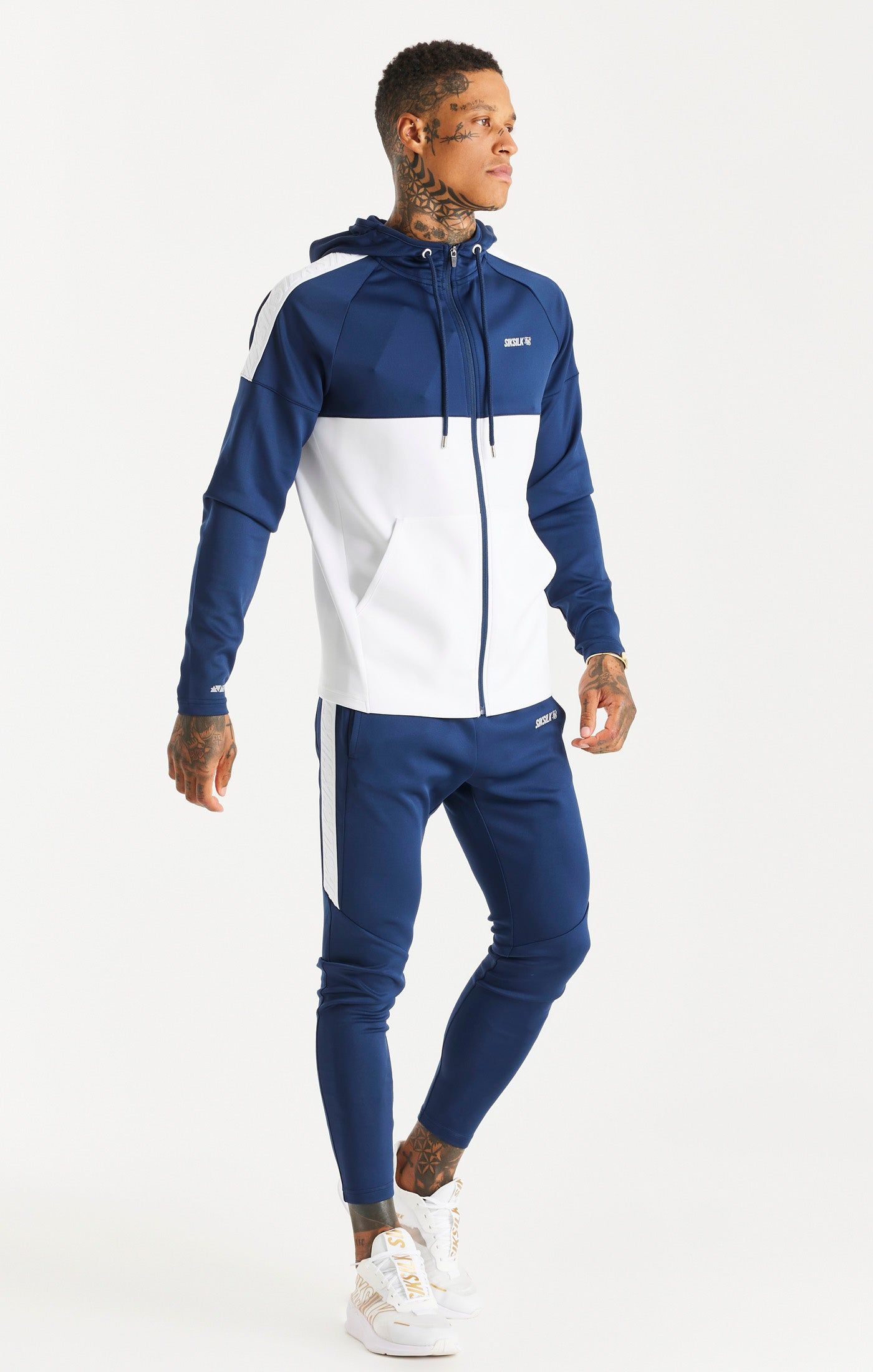 Navy Sports Tape Zip-Thru Hoodie sold by Siksilk product image thumbnail 2