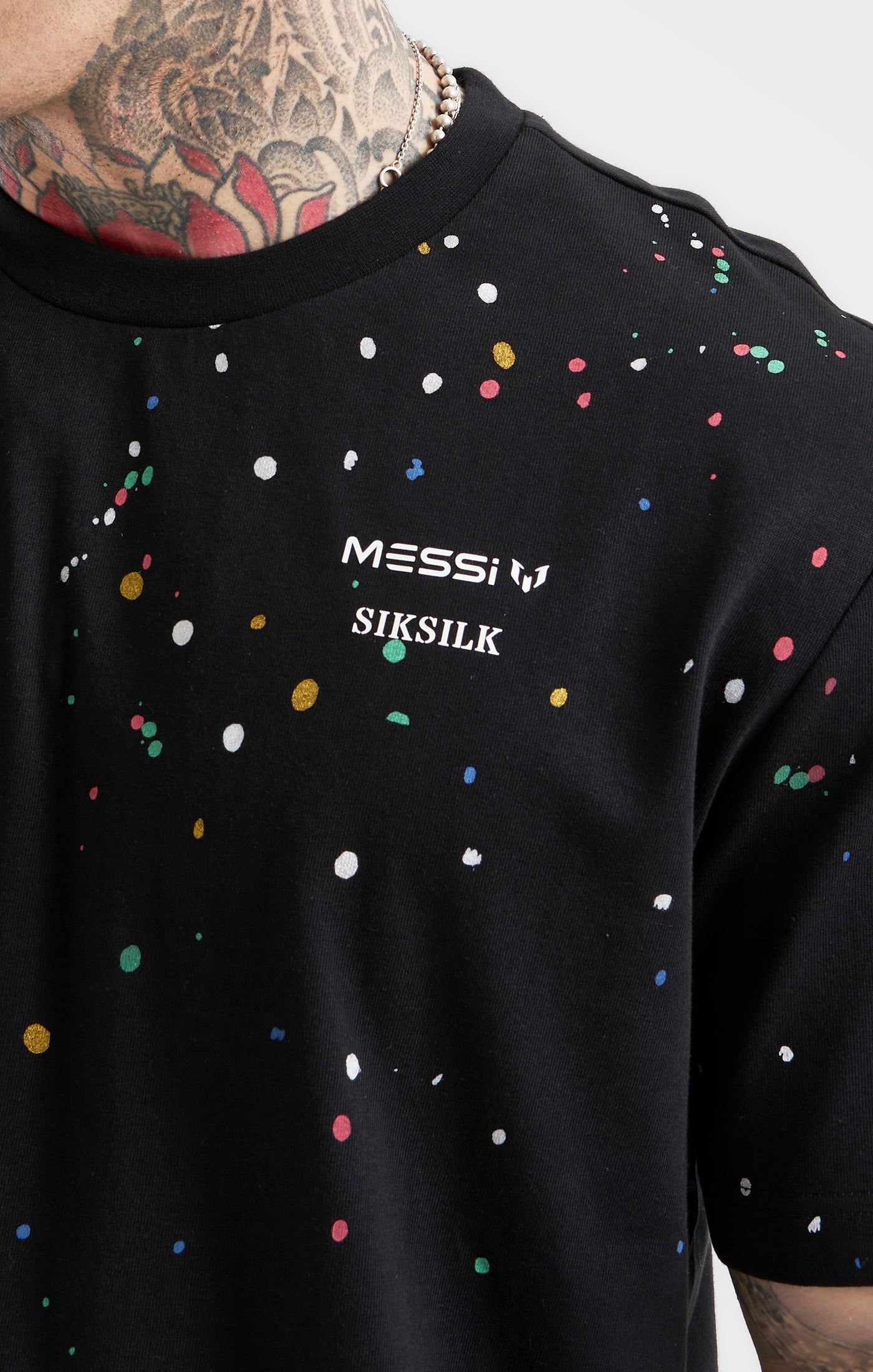 Messi x SikSilk Oversized Paint Splat Tee - Black sold by Siksilk product image thumbnail 2