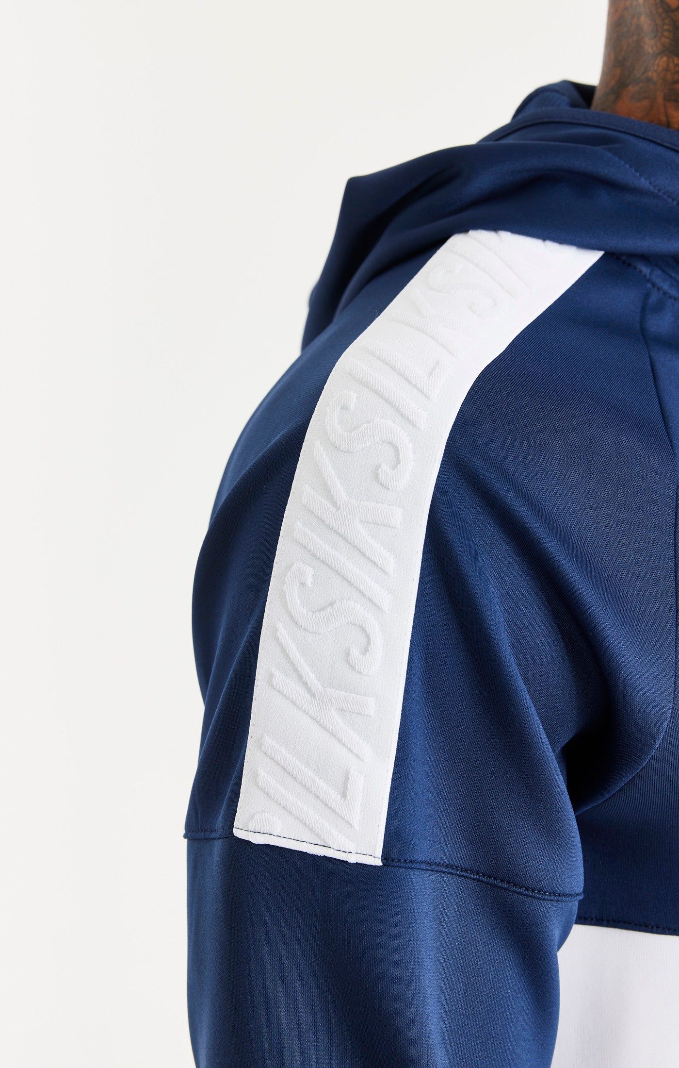 Navy Sports Tape Zip-Thru Hoodie sold by Siksilk product image thumbnail 6