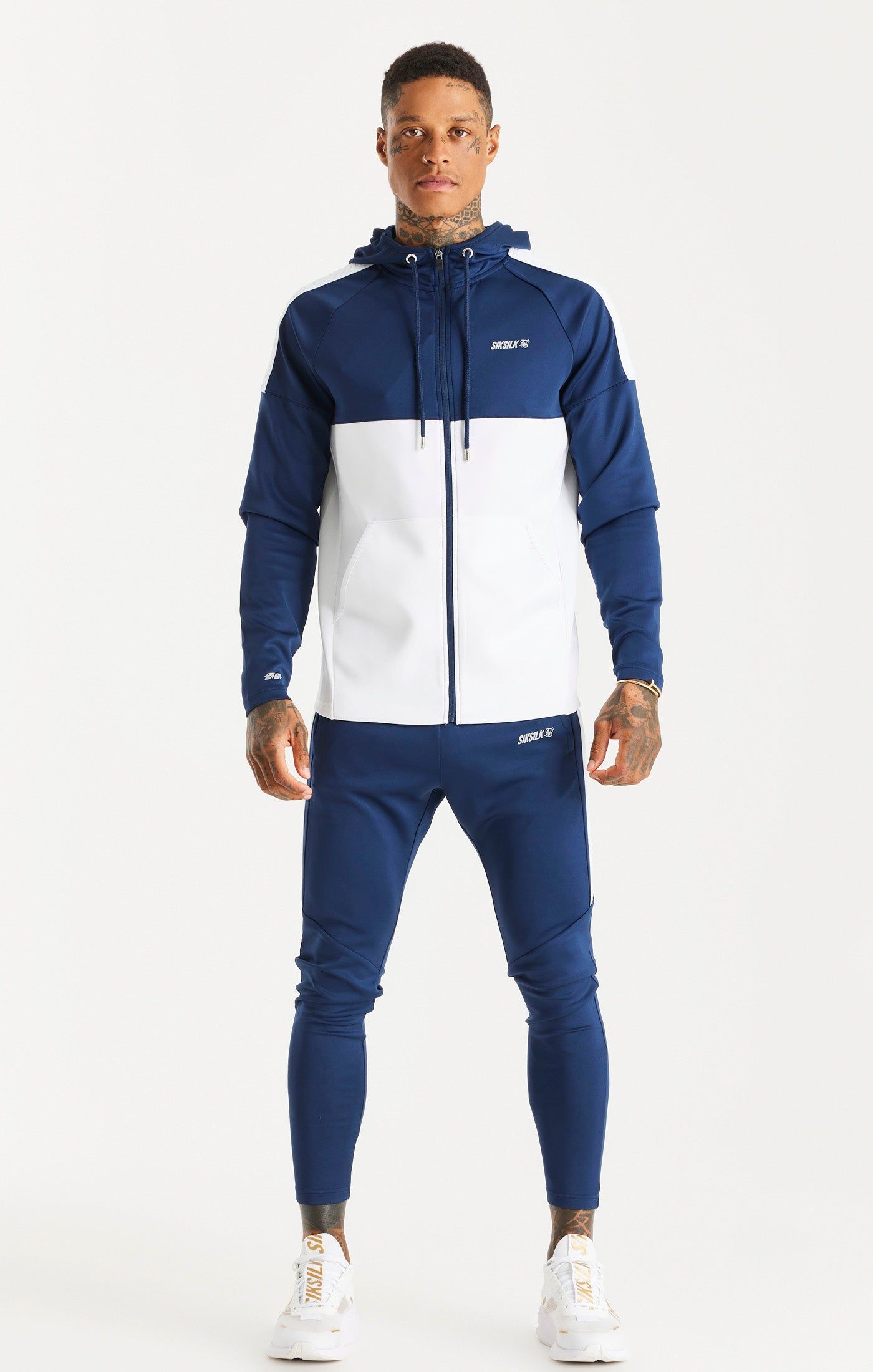 Navy Sports Tape Zip-Thru Hoodie sold by Siksilk product image thumbnail 3