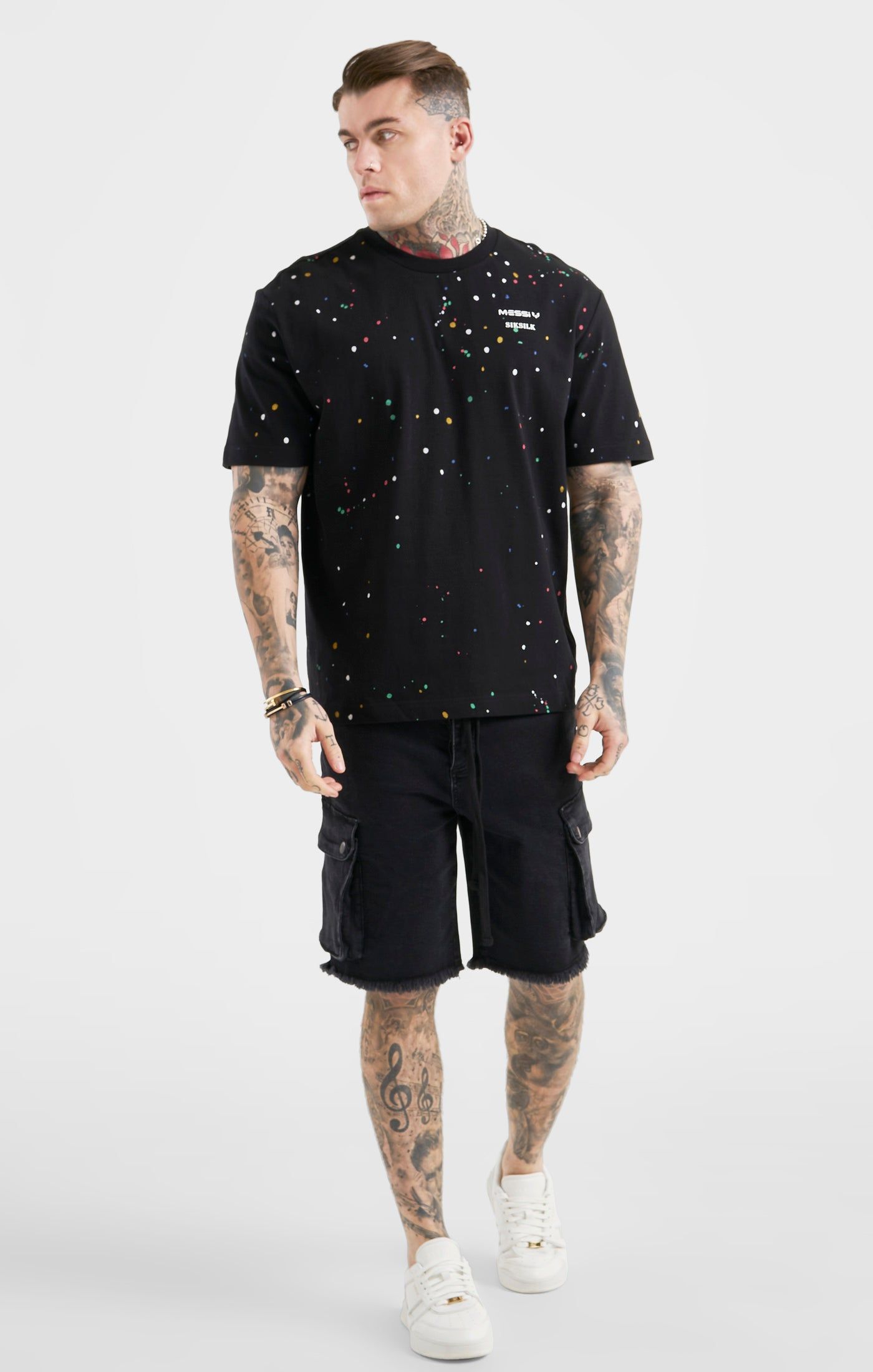 Messi x SikSilk Oversized Paint Splat Tee - Black sold by Siksilk product image thumbnail 3