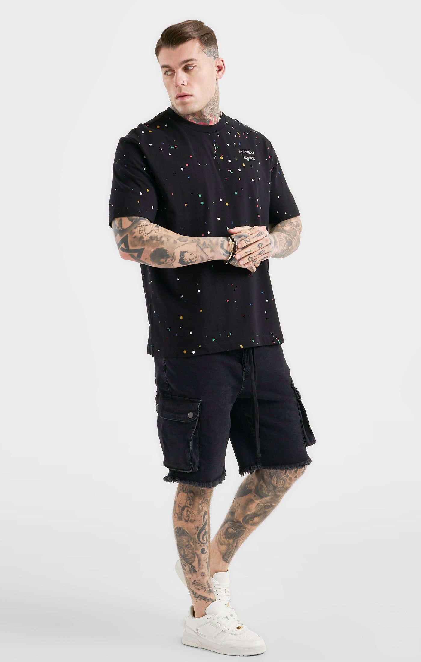 Messi x SikSilk Oversized Paint Splat Tee - Black sold by Siksilk product image thumbnail 4