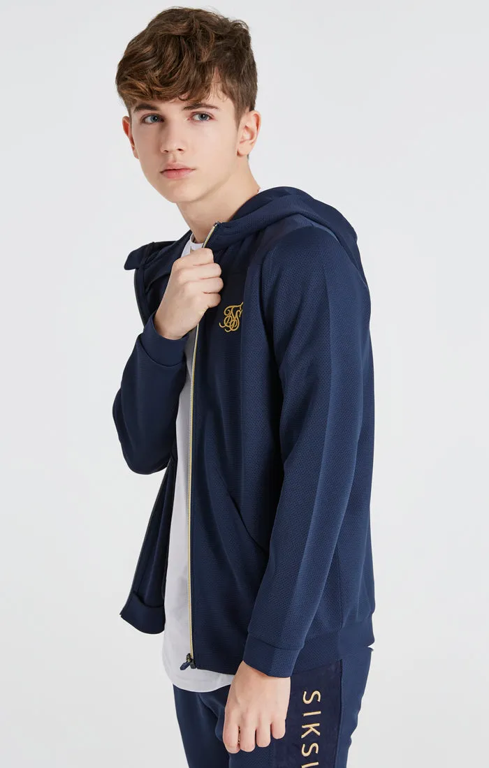 Boys Navy Mesh Zip Thru Hoodie sold by Siksilk product image thumbnail 3