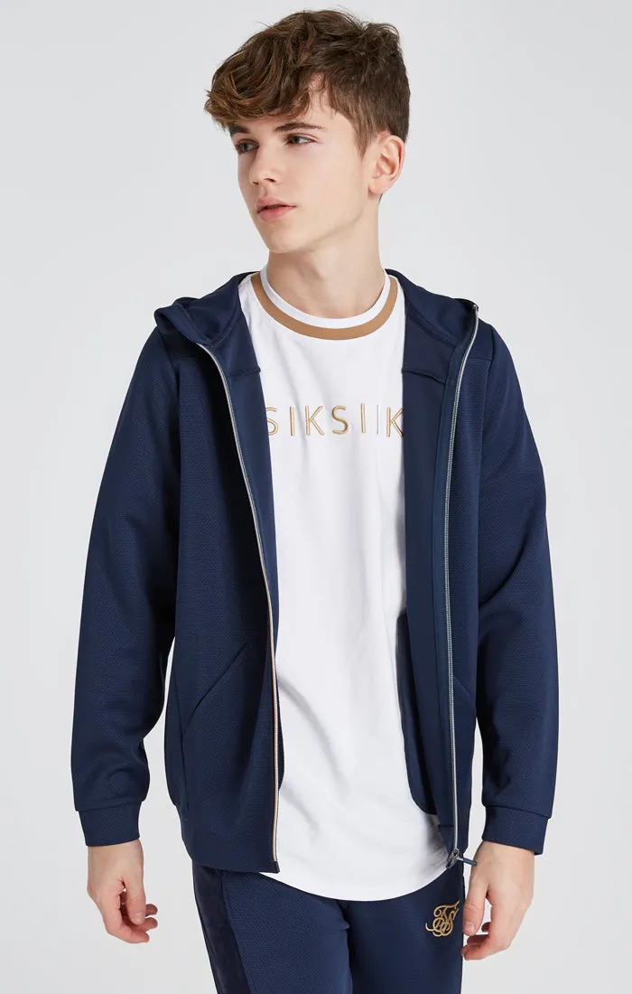 Boys Navy Mesh Zip Thru Hoodie sold by Siksilk product image thumbnail 4
