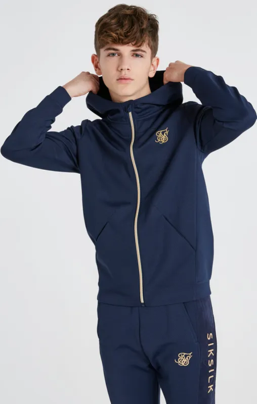 Boys Navy Mesh Zip Thru Hoodie sold by Siksilk