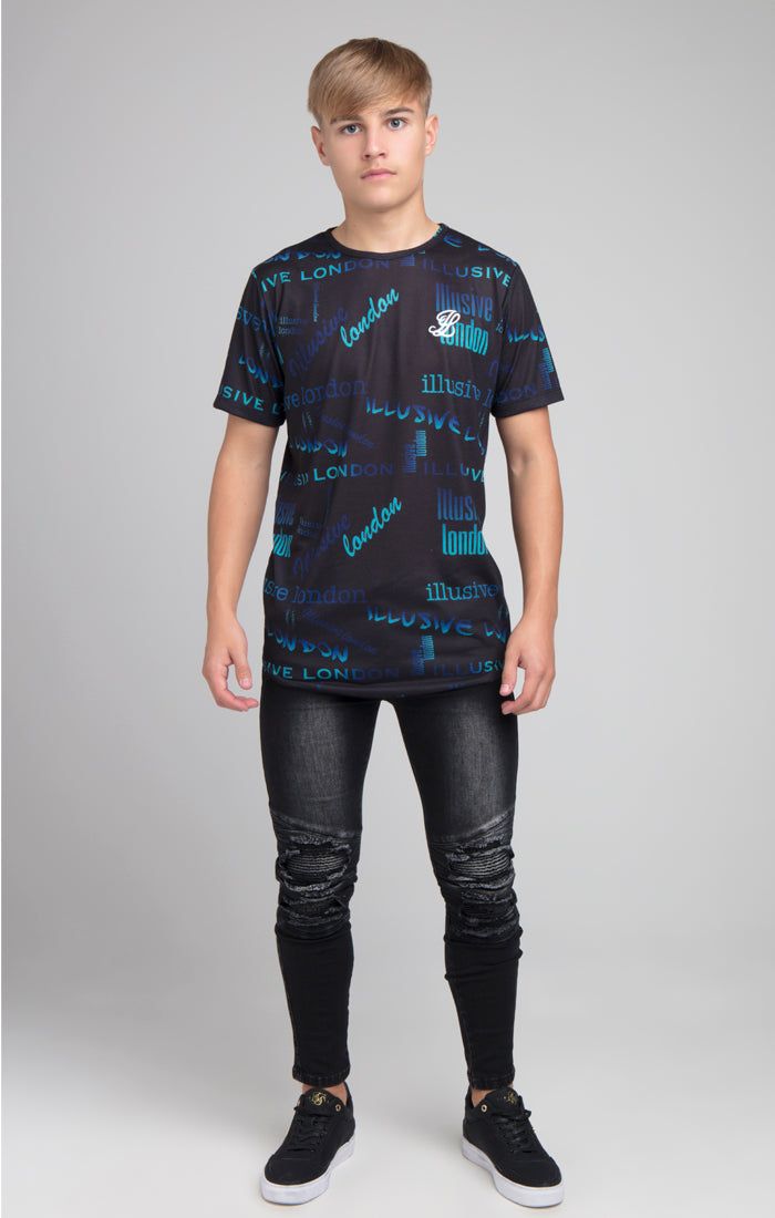 Boys Illusive Black Logo Printed T-Shirt sold by Siksilk product image thumbnail 3