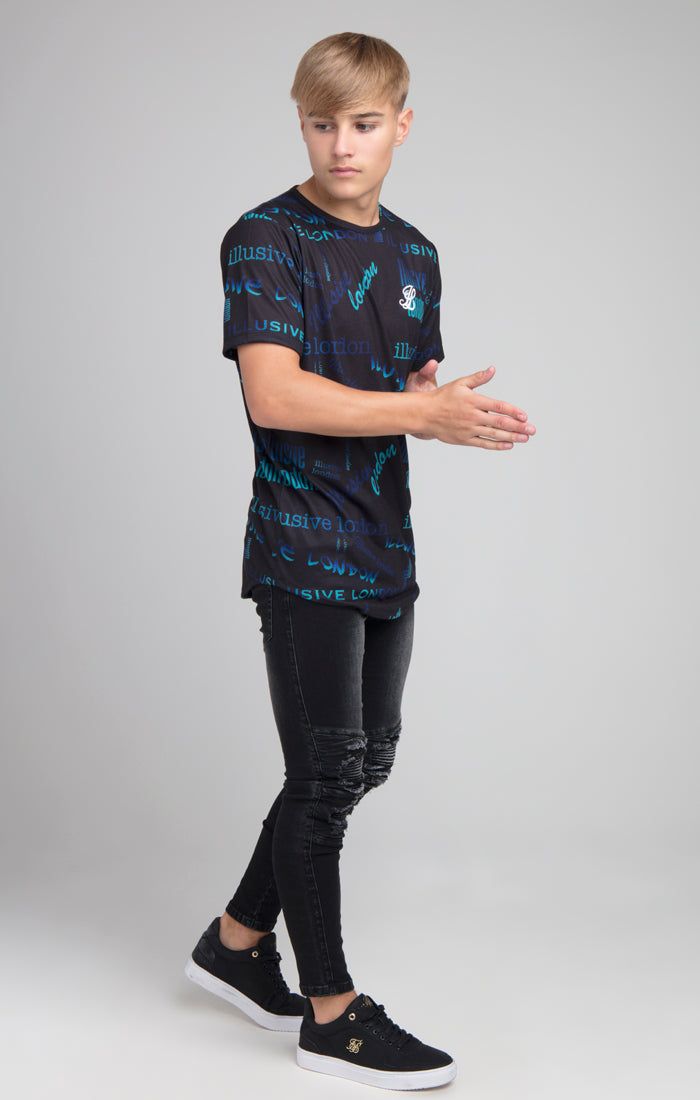 Boys Illusive Black Logo Printed T-Shirt sold by Siksilk product image thumbnail 4