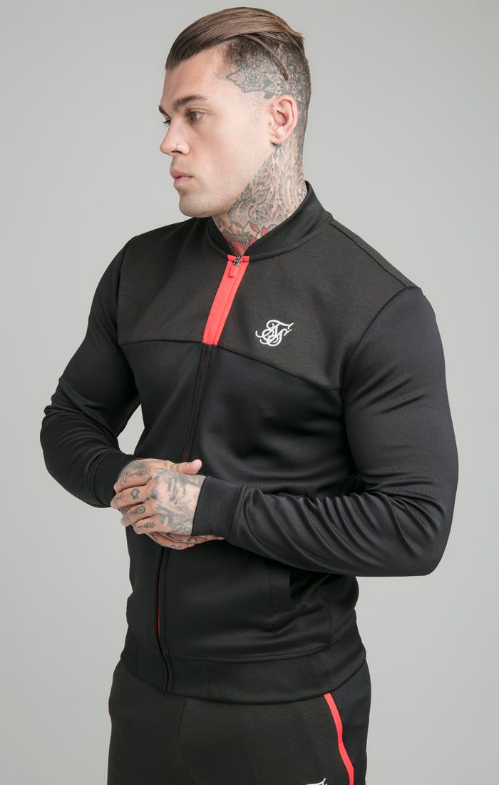 Black Track Bomber Jacket sold by Siksilk