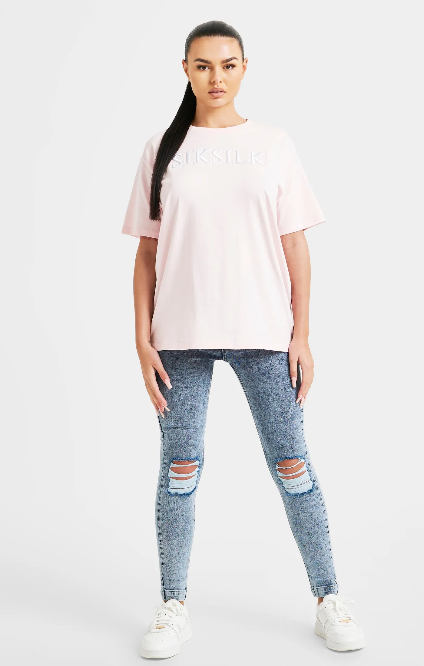 Pink Embroidered Boyfriend T-Shirt sold by Siksilk product image thumbnail 3