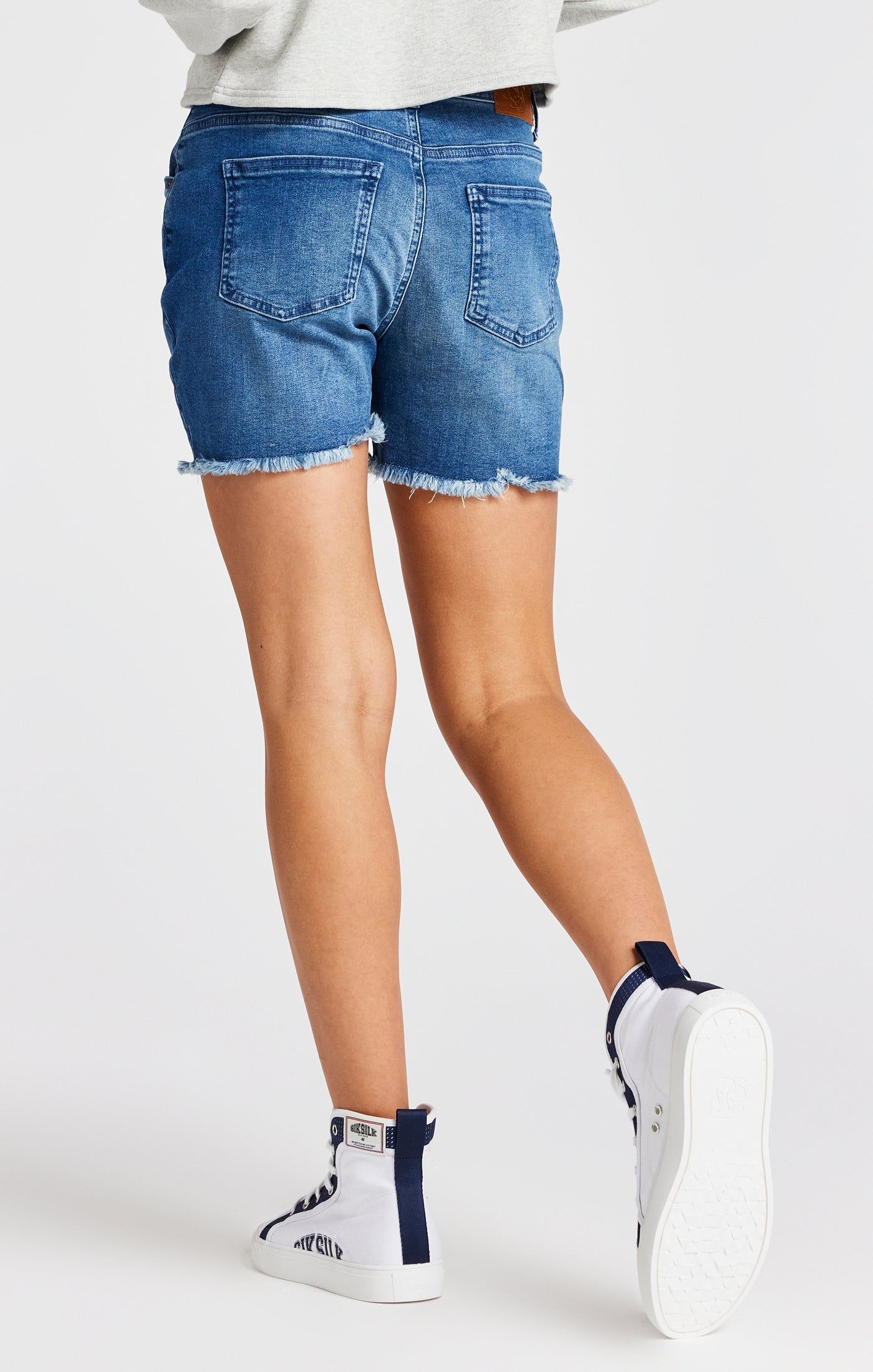 Girls Grey Marl Varsity Crop Crew Sweater sold by Siksilk product image thumbnail 5