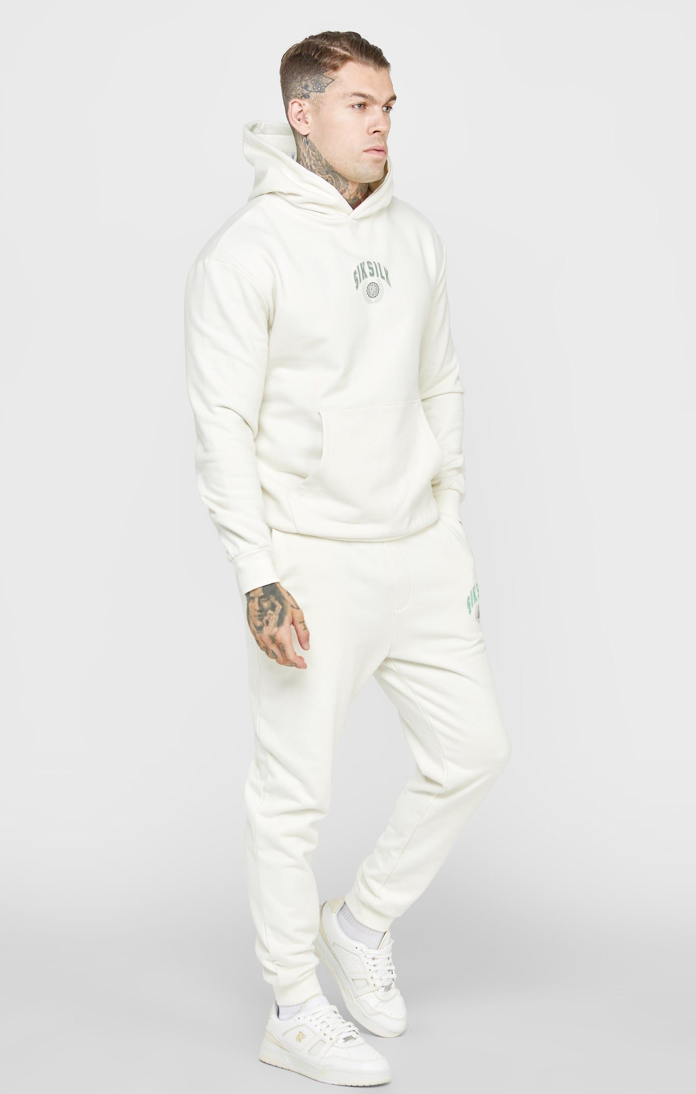 Ecru Varsity Hoodie sold by Siksilk product image thumbnail 4