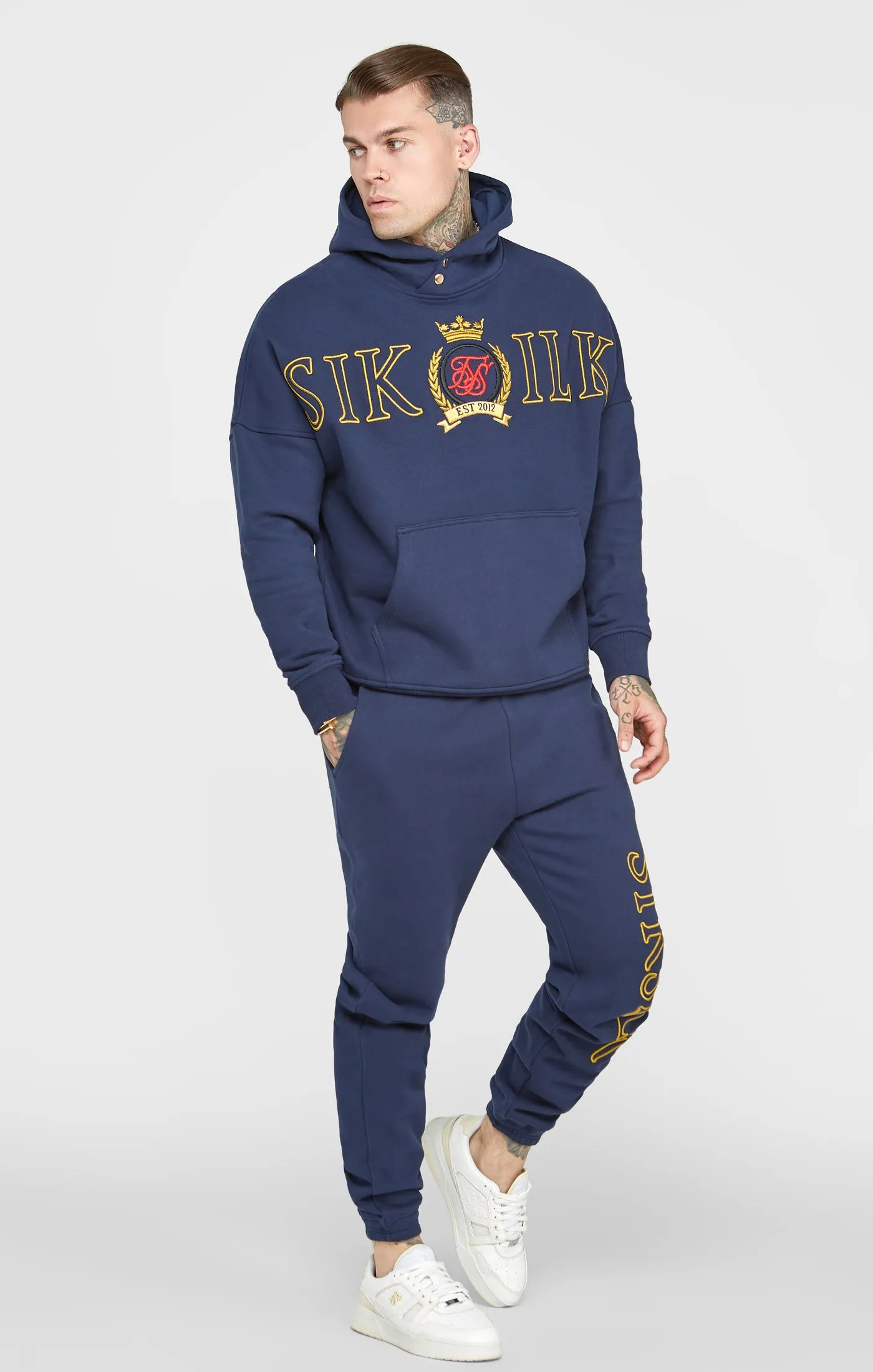 Navy Oversized Embroidery Hoodie sold by Siksilk product image thumbnail 4