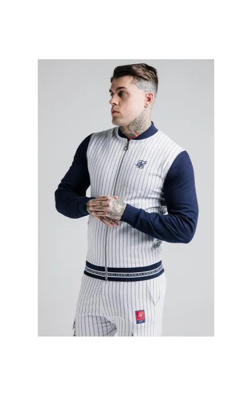 SikSilk Retro Sports Bomber - Navy & White sold by Siksilk