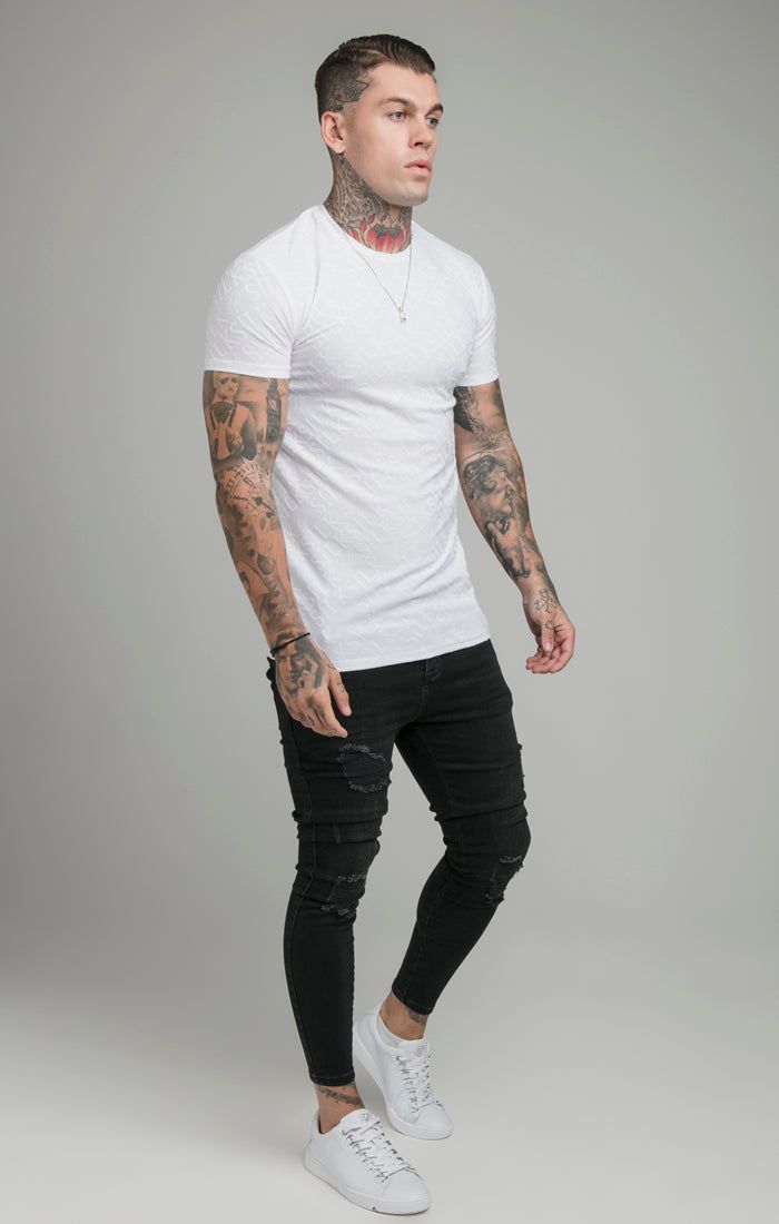 SikSilk Jacquard Print Interlock Gym Tee - White sold by Siksilk product image thumbnail 3