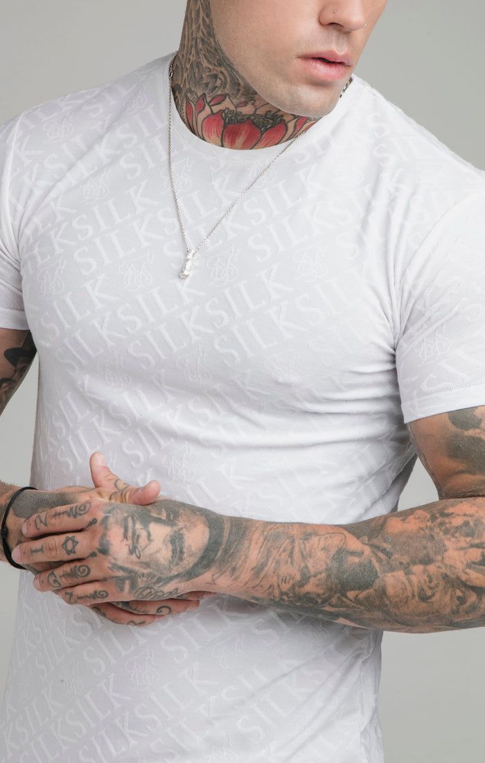 SikSilk Jacquard Print Interlock Gym Tee - White sold by Siksilk product image thumbnail 2